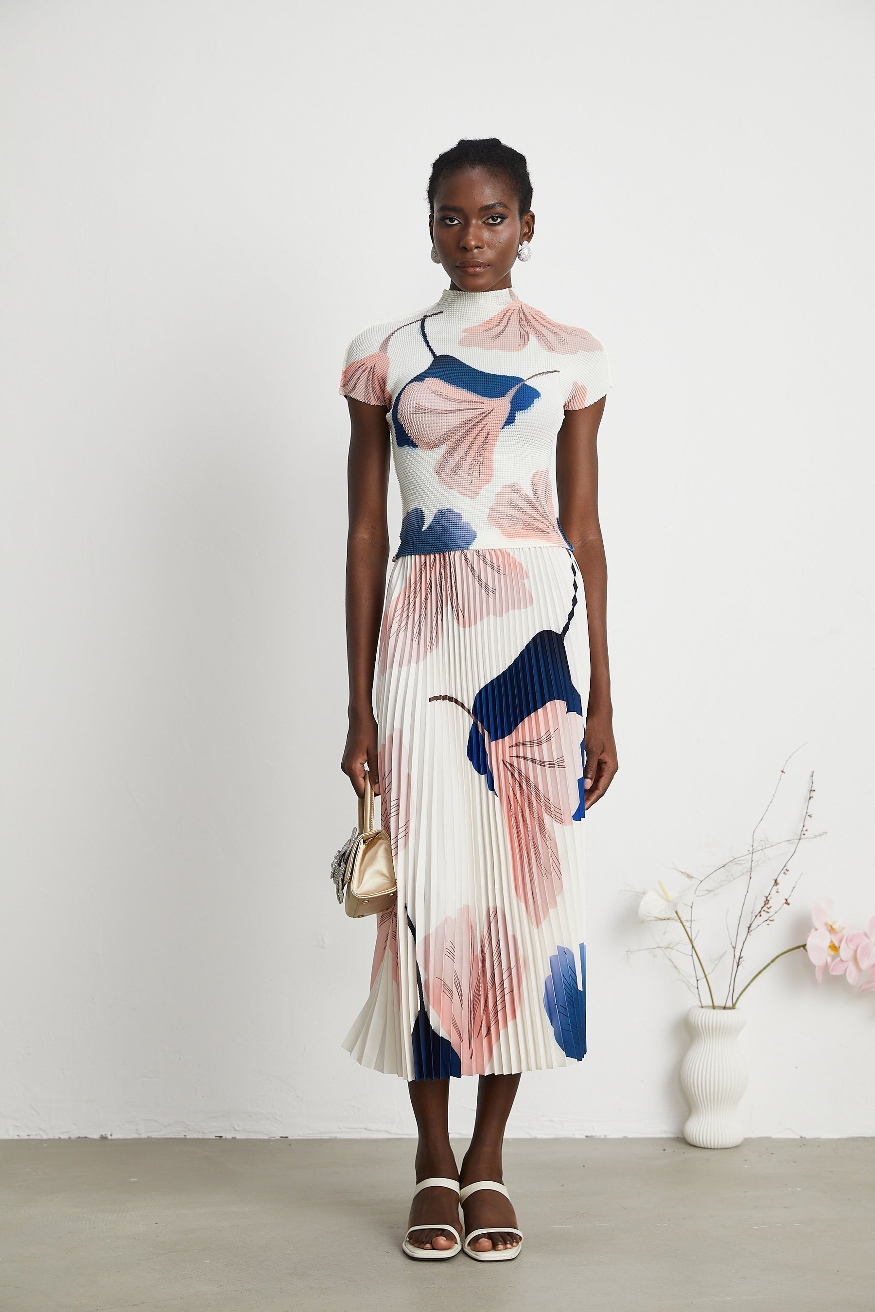 Isolde patternprint knitted top  skirt matching set