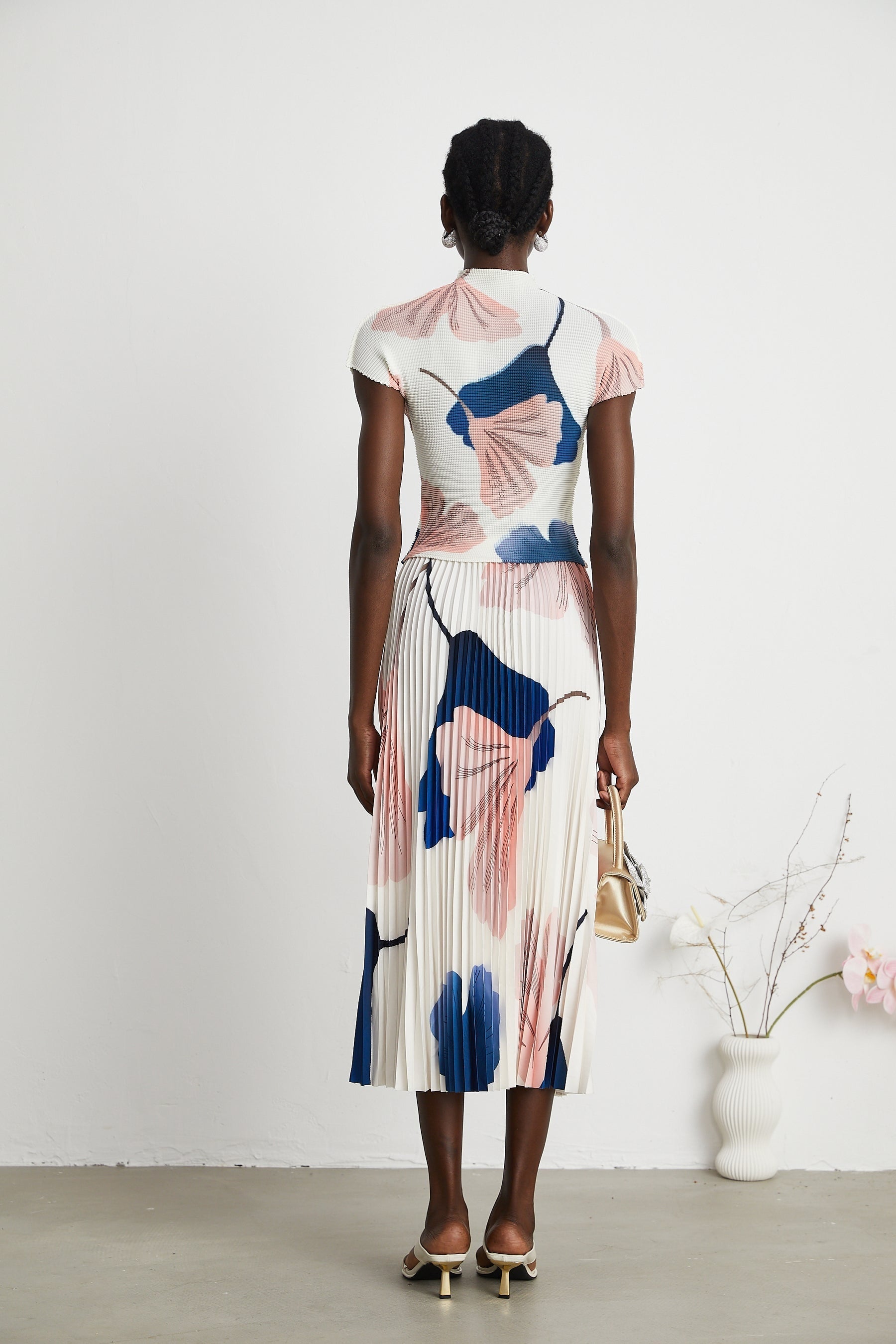 Isolde patternprint knitted top  skirt matching set