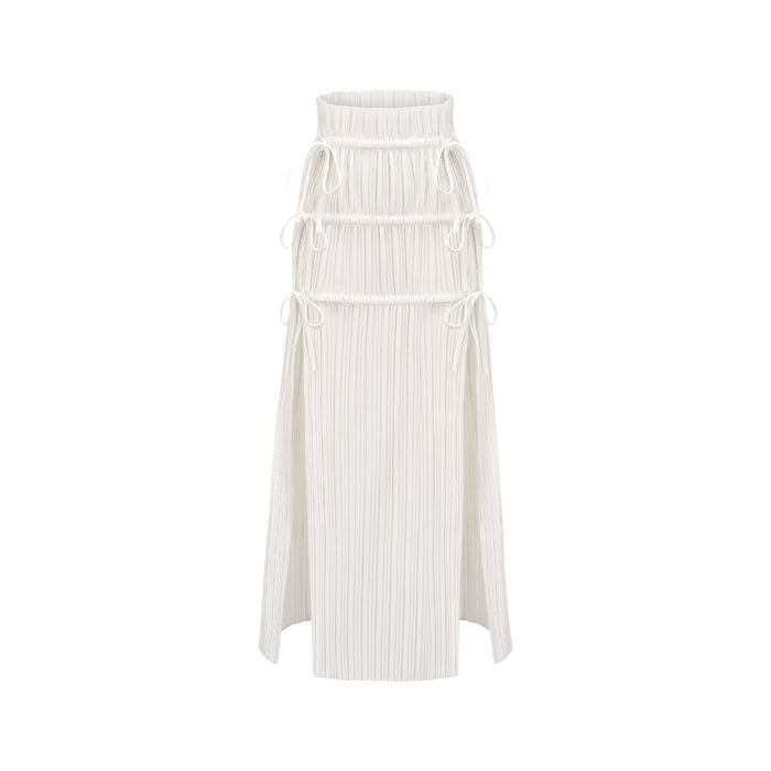 Milicent slitte drawstring pleated maxi skirt