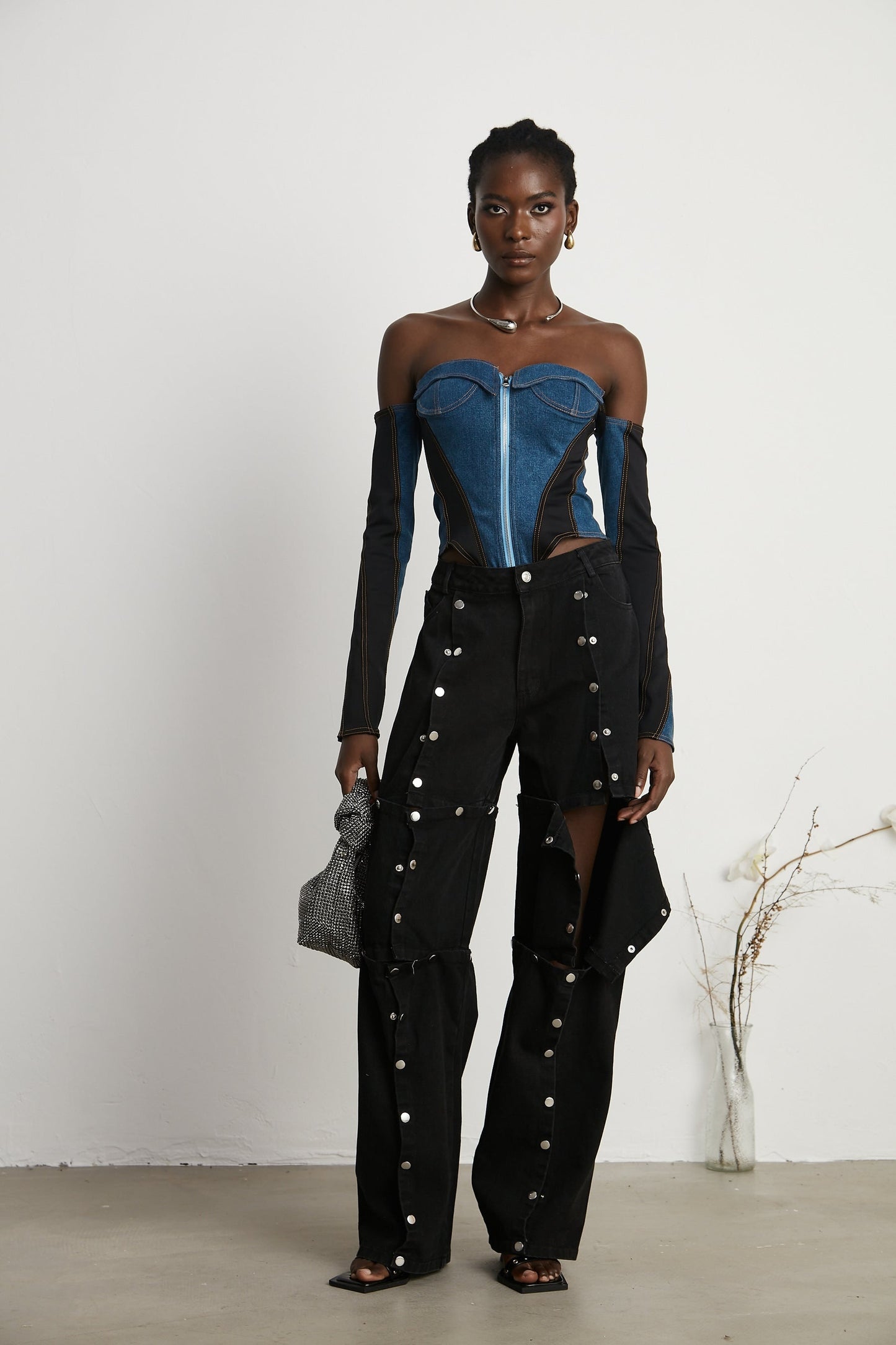 Janelle buttoned straightleg jeans