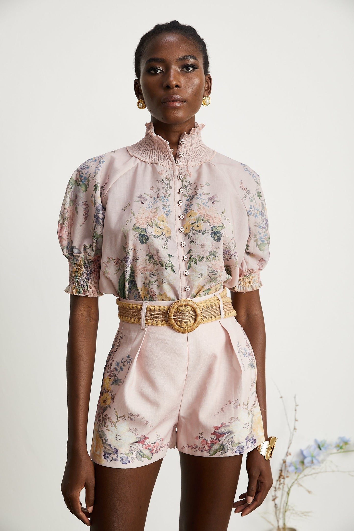 Janelle floralprint shirt shorts matching set