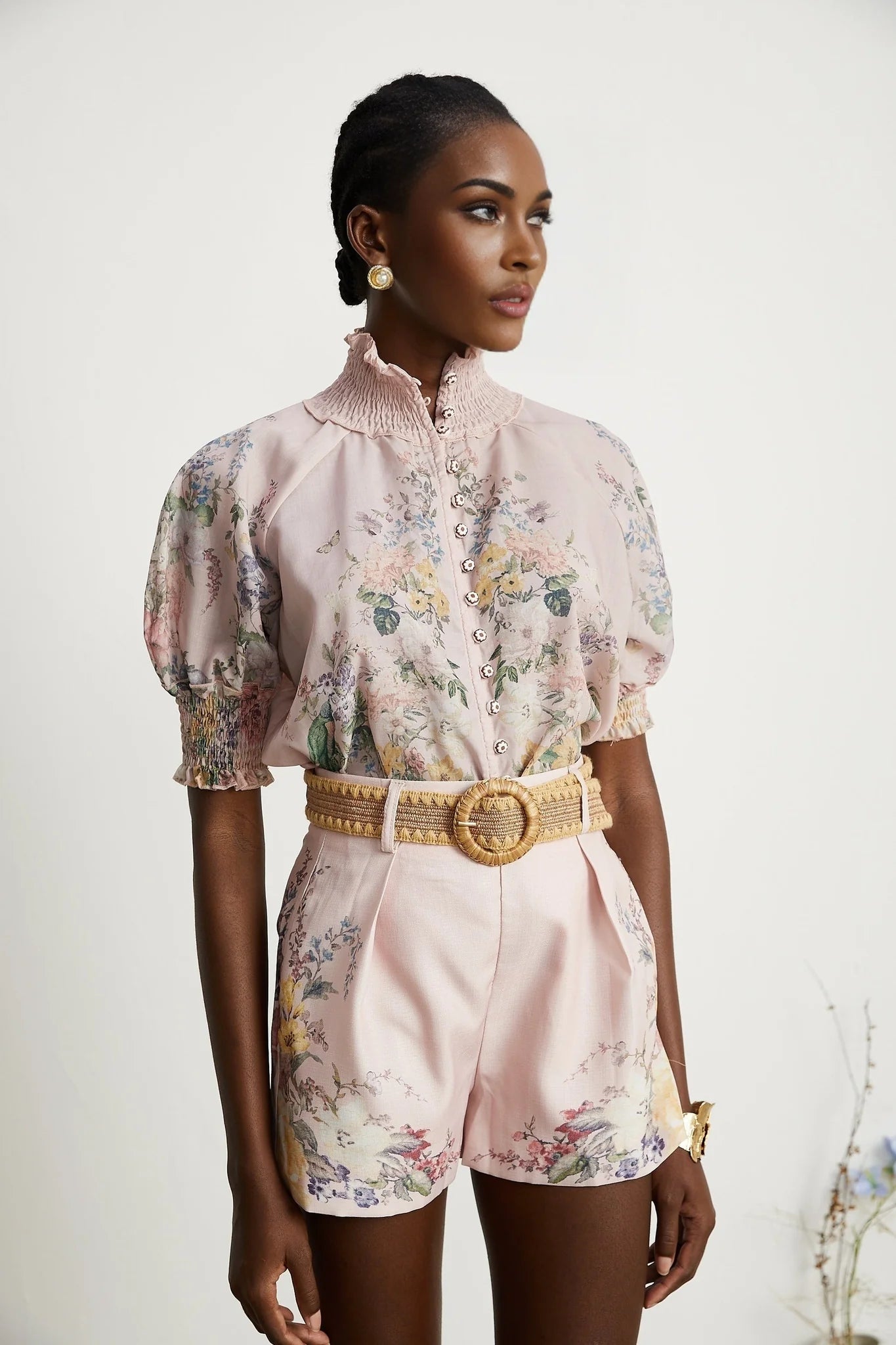 Janelle floralprint shirt shorts matching set