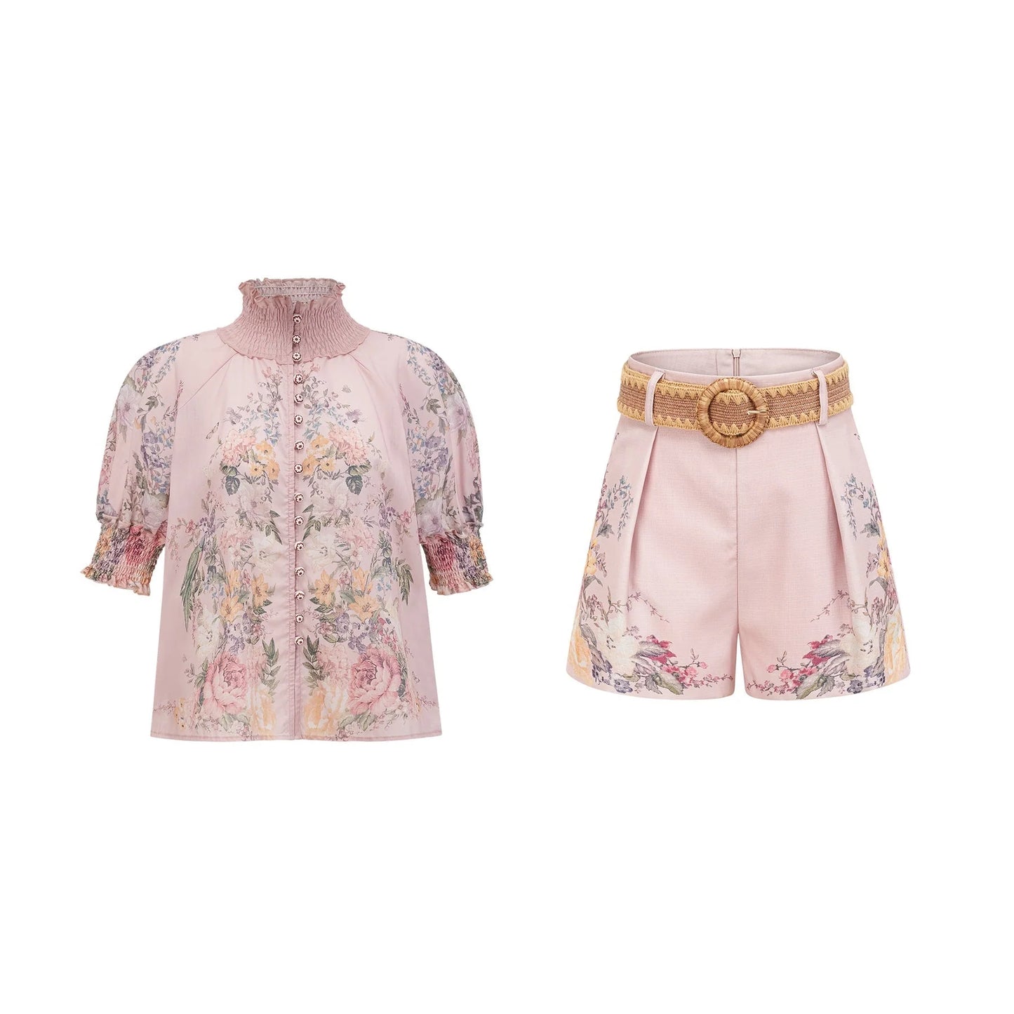 Janelle floralprint shirt shorts matching set
