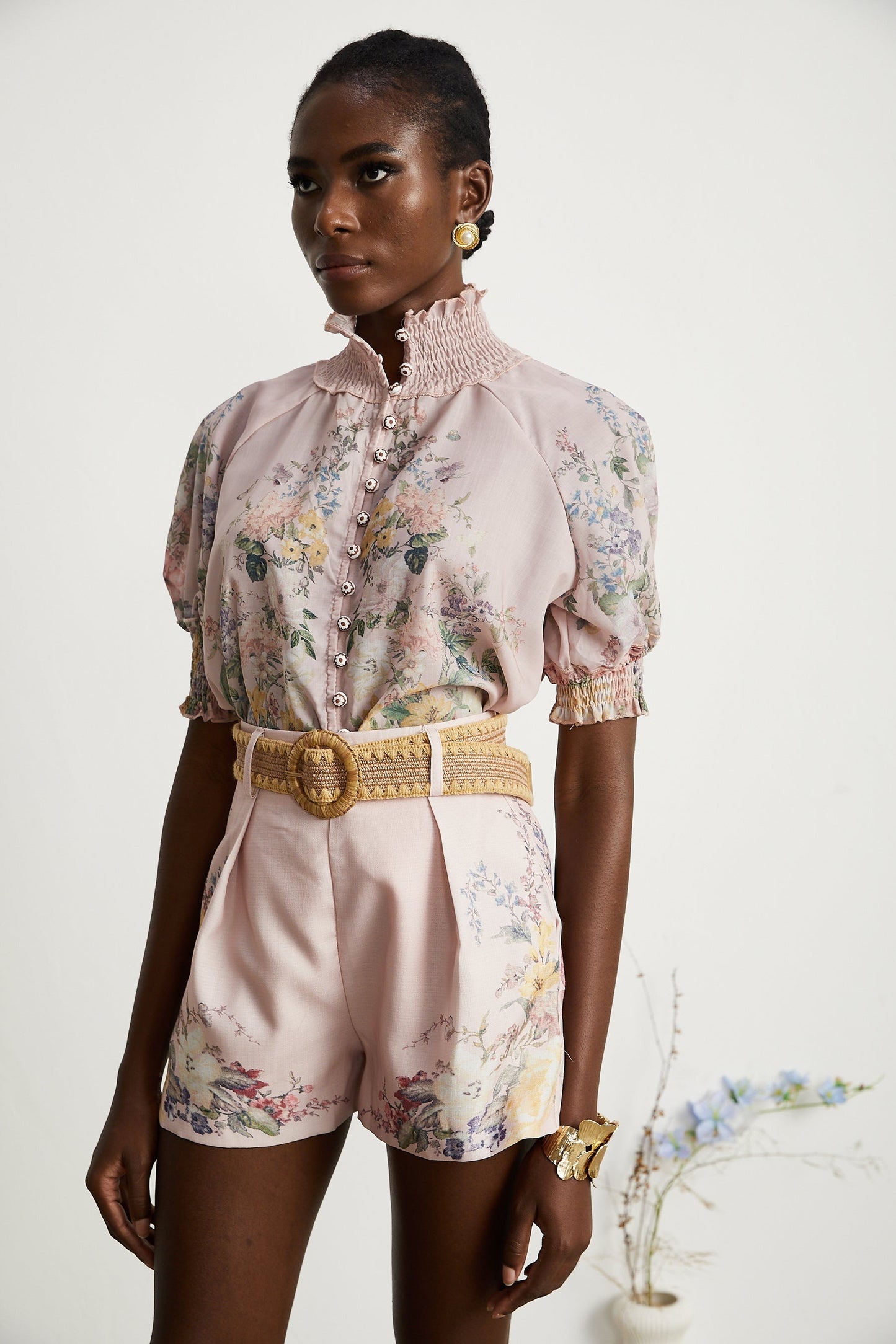Janelle floralprint shirt shorts matching set
