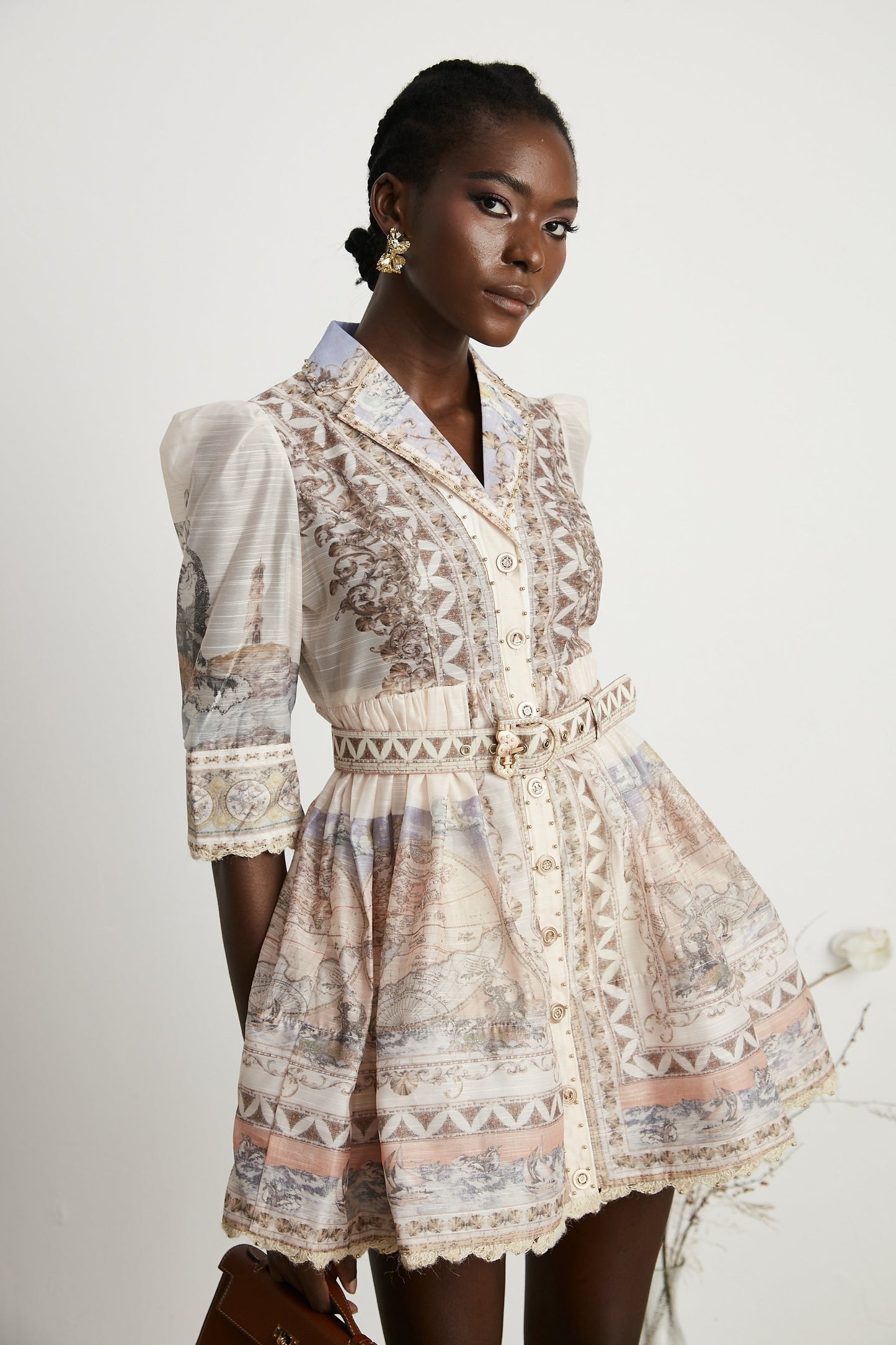 Joséphine belted Vneck mini dress