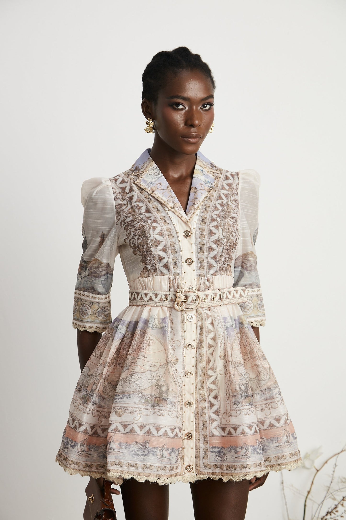 Joséphine belted Vneck mini dress