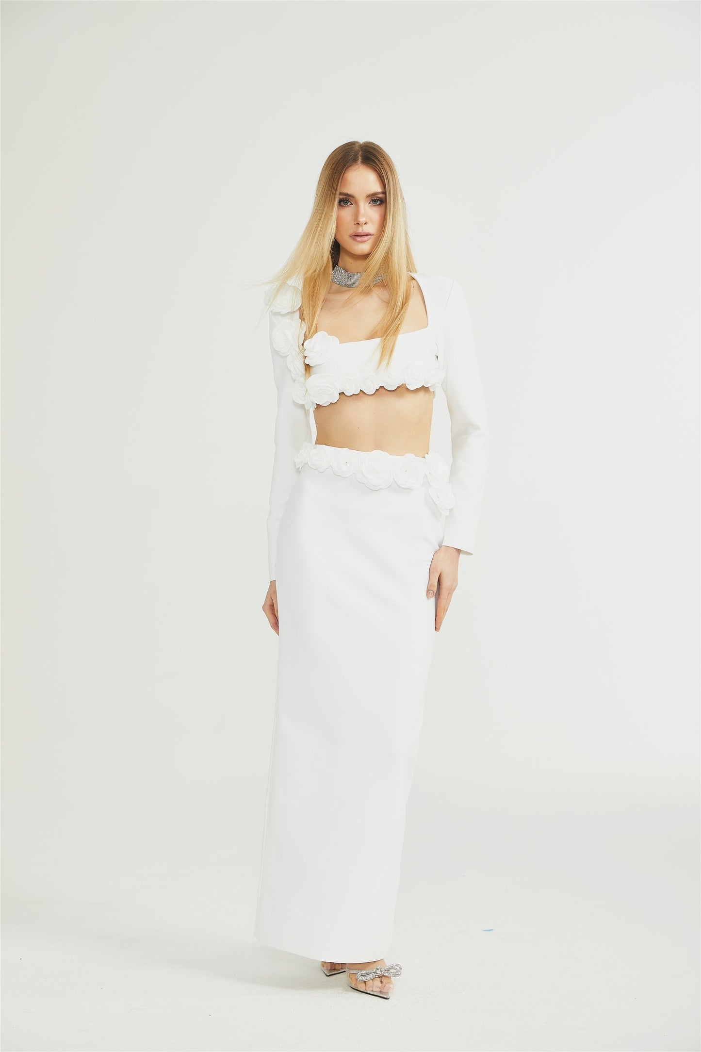 Joséphine floral cropped top skirt matching set