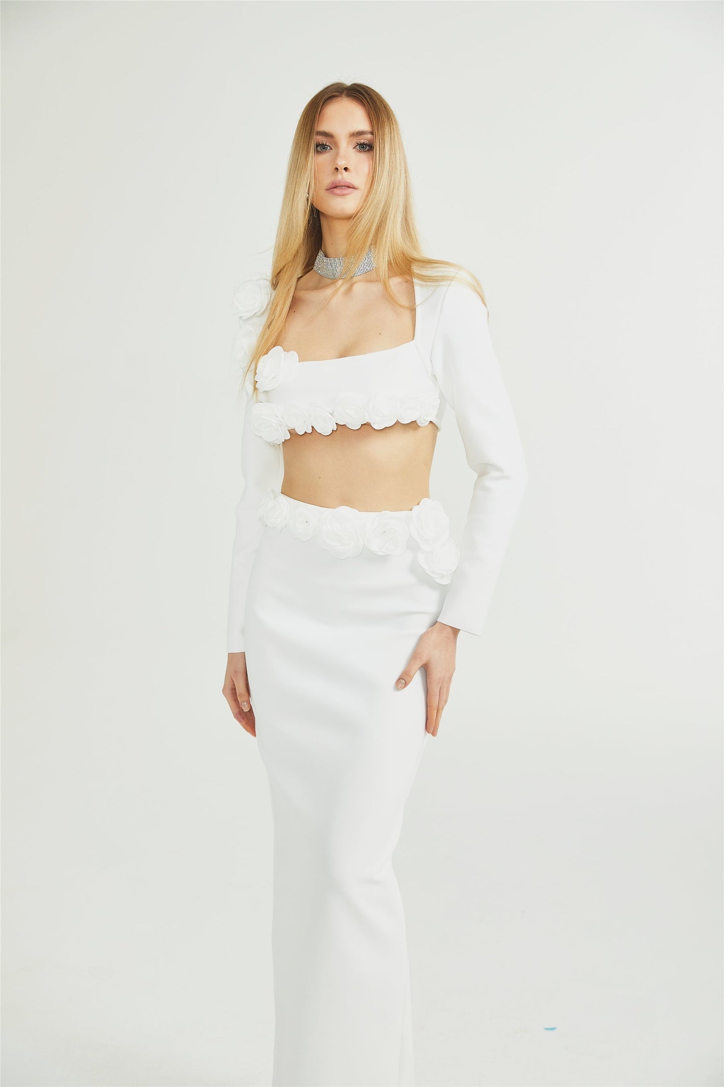 Joséphine floral cropped top skirt matching set