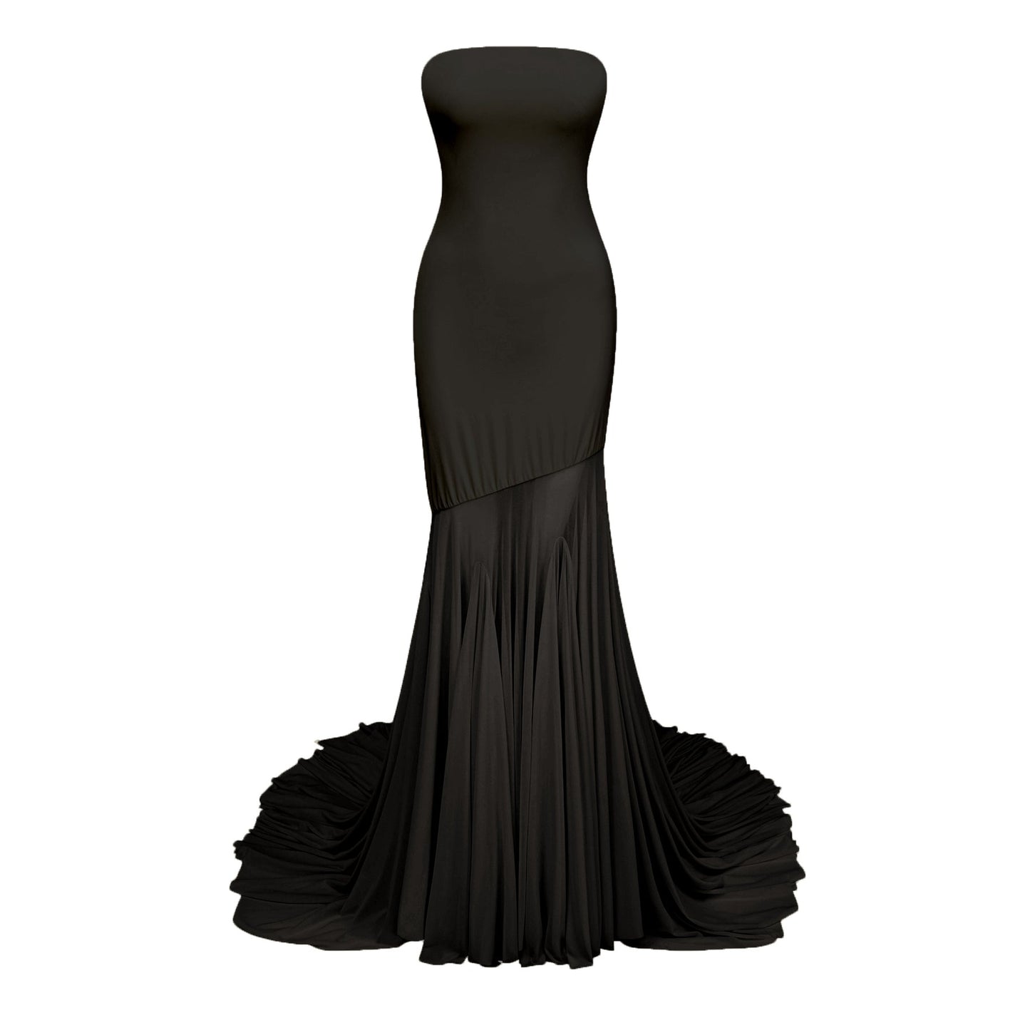 Josiane Black Offshoulder Sheer Tulle Maxi Dress