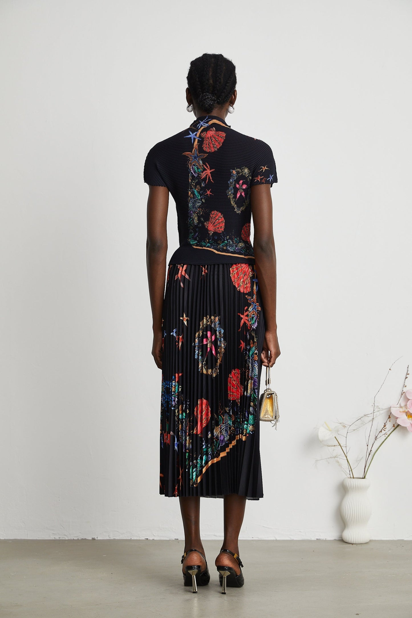 Josiane patternprint knitted top skirt matching set
