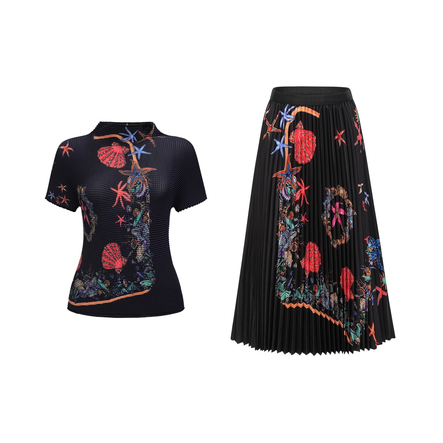 Josiane patternprint knitted top skirt matching set