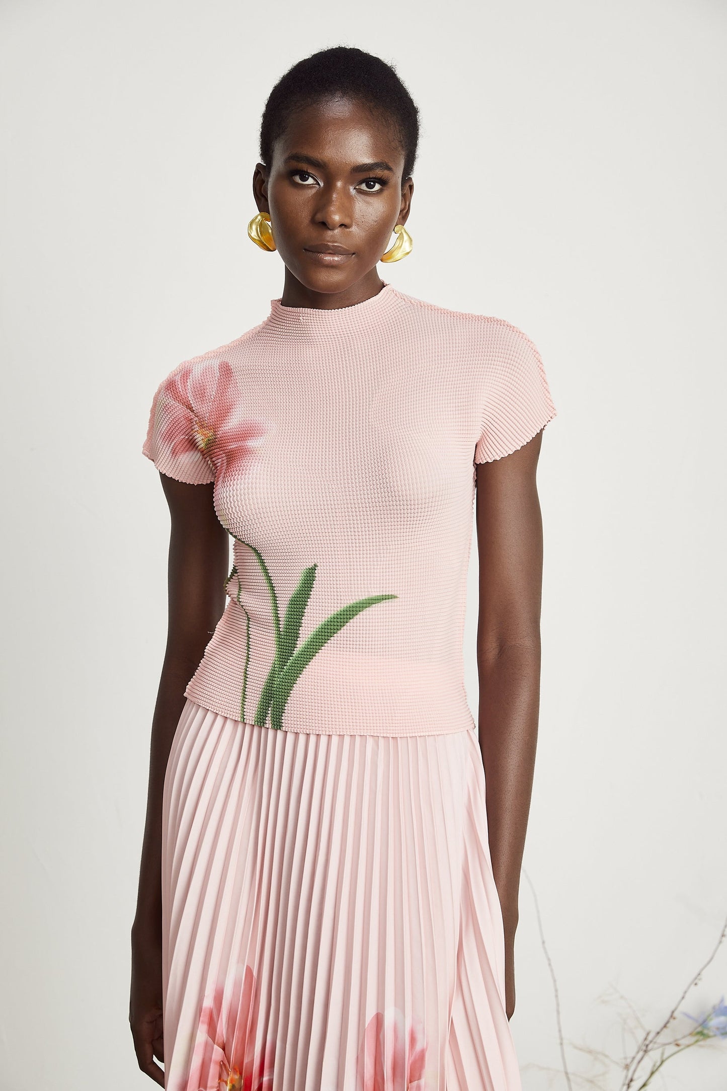 Justine floralprint stretch top skirt matching set