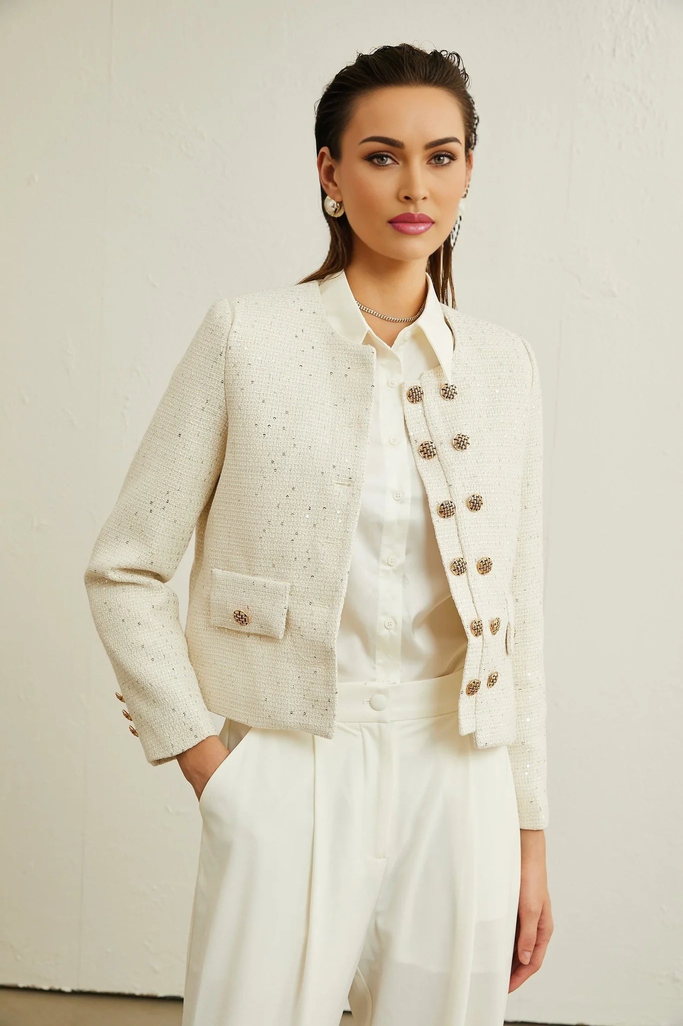 Karine tweed sequinembellished jacket