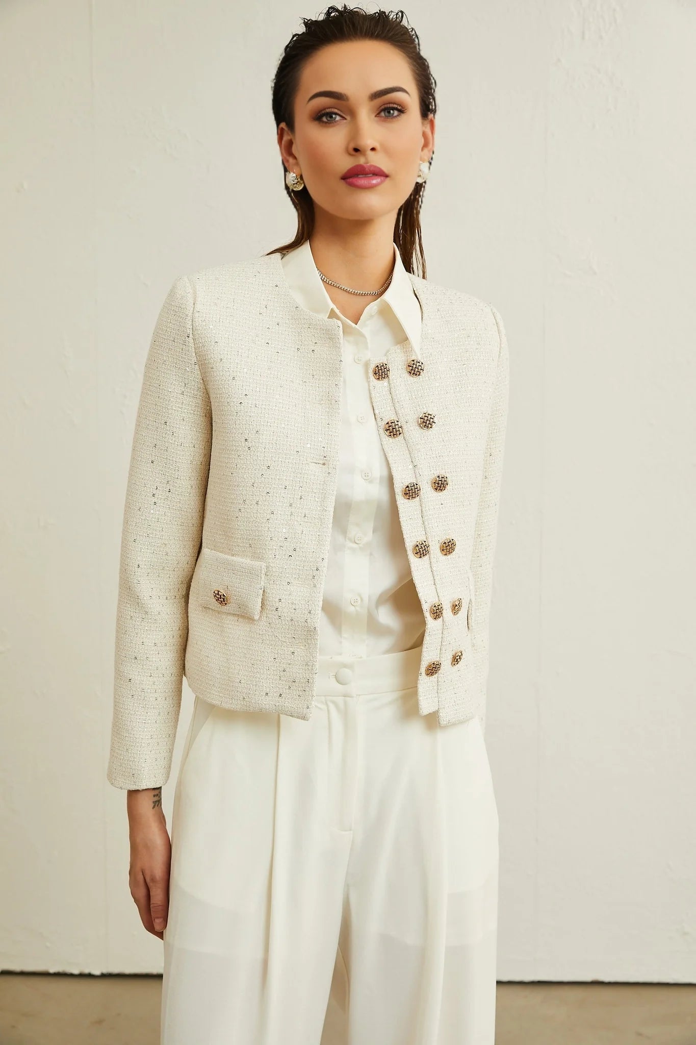 Karine tweed sequinembellished jacket