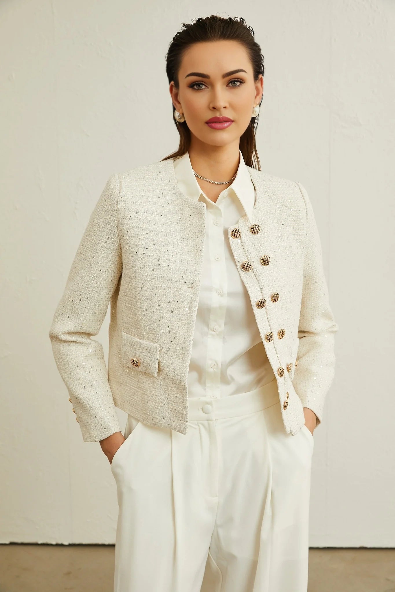 Karine tweed sequinembellished jacket