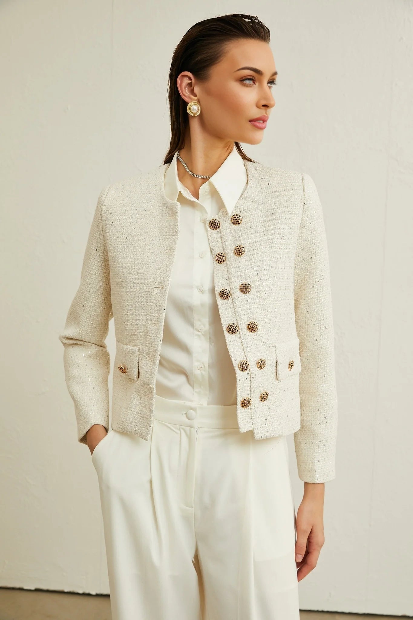 Karine tweed sequinembellished jacket