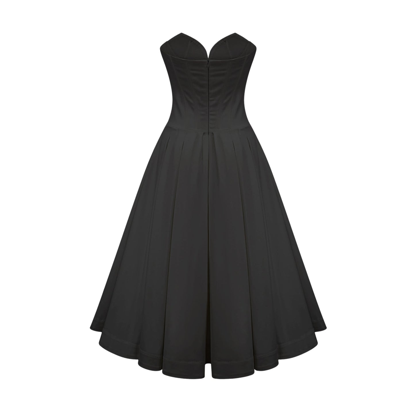 Katherine offshoulder corset midi dress in Black