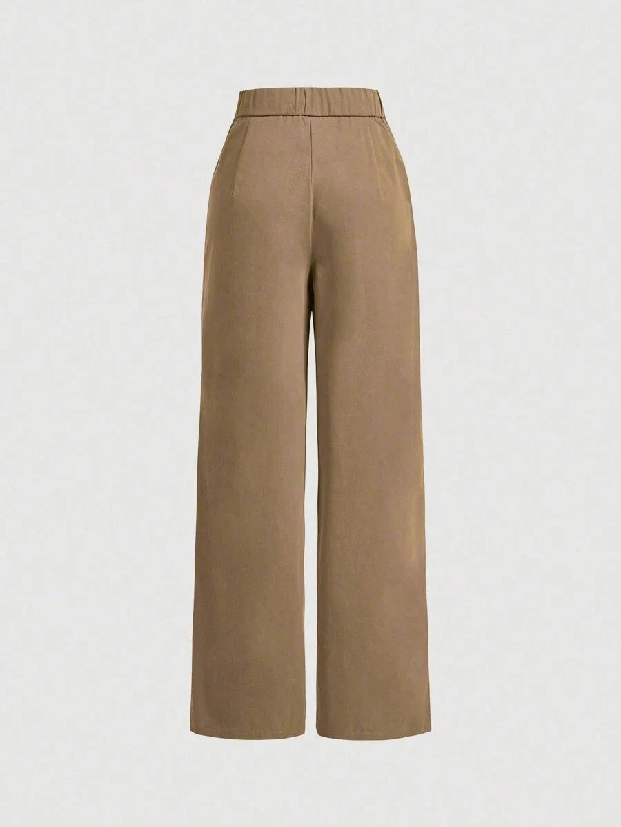 Khaki 3D Big Bow And Skirt Patch TrousersFall Clothes ClothesAsymmetrical Pants