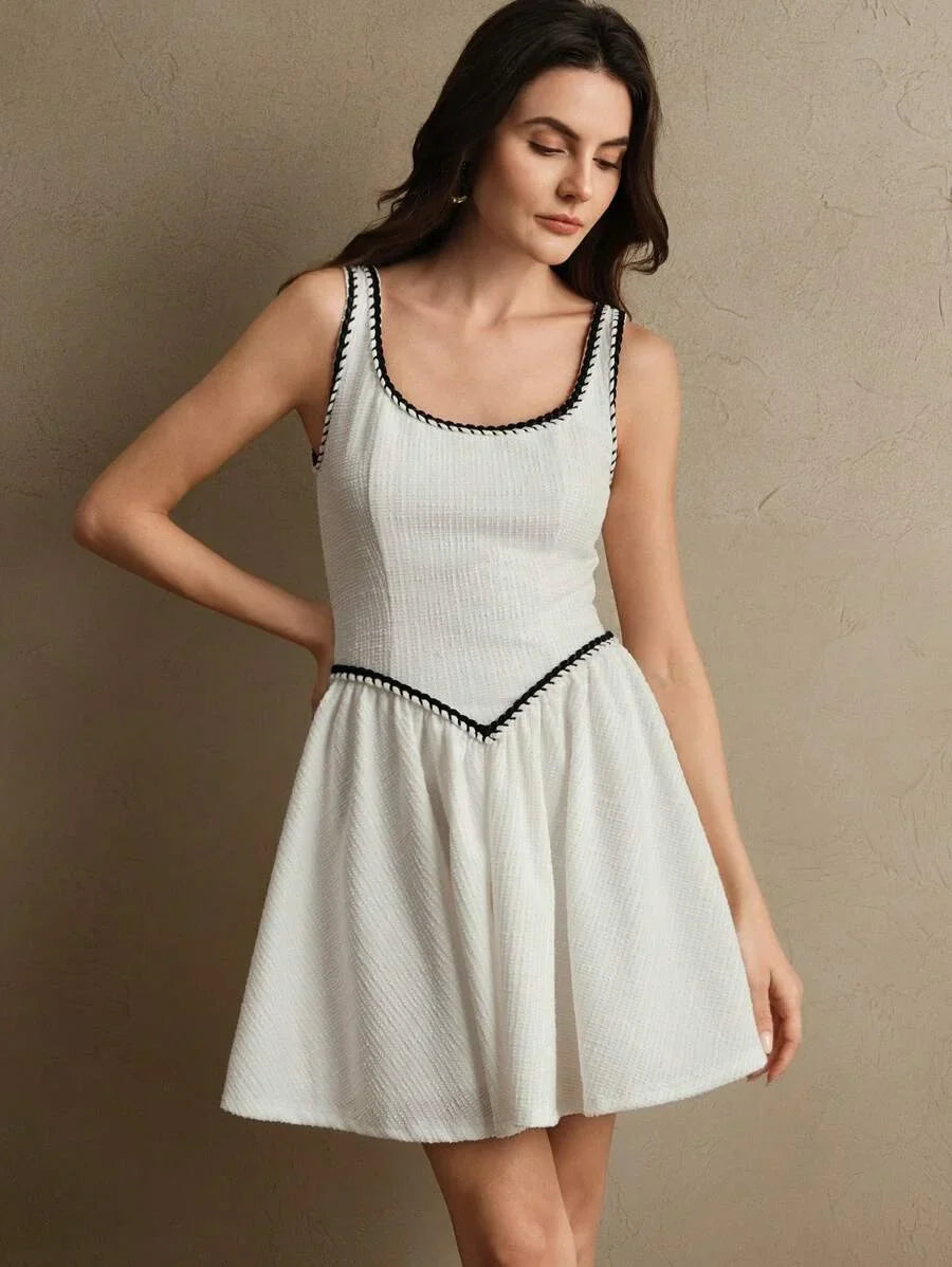 Ladies Knitted Autumn Black Contrasting White Decoration Small Fragrance Style Casual Slim Fit