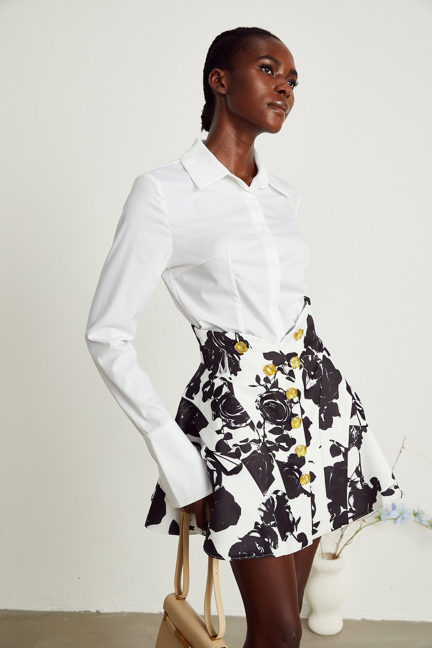 Léonor floralprint shirt skirt matching set