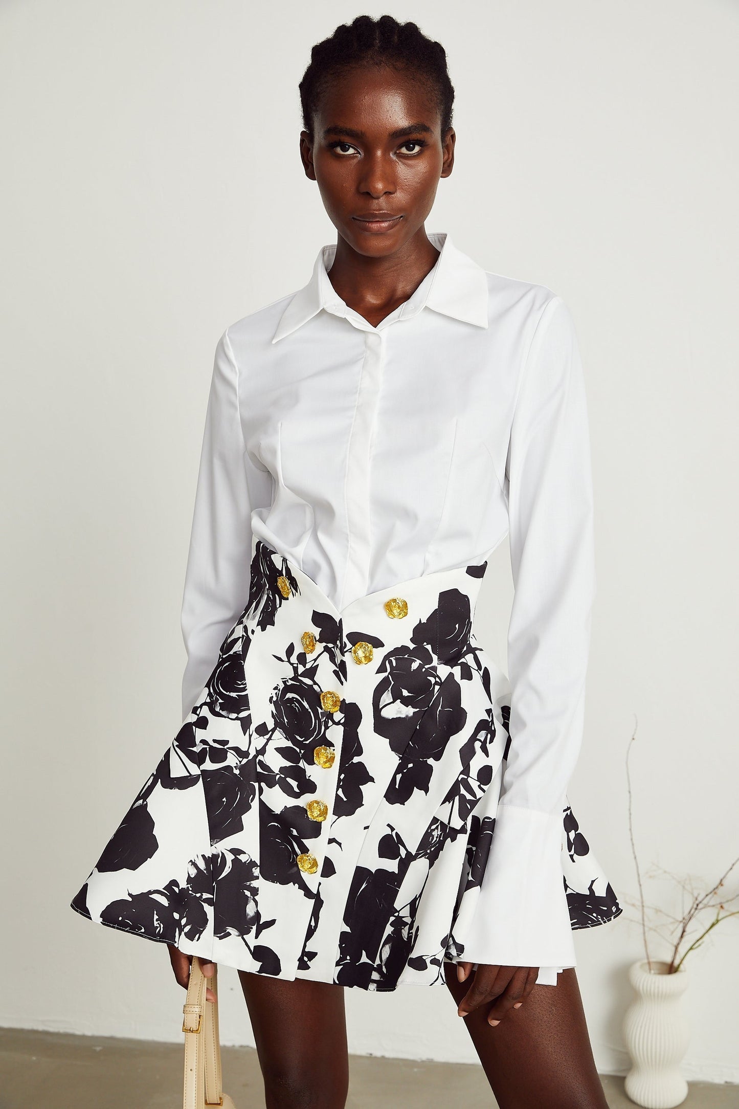 Léonor floralprint shirt skirt matching set