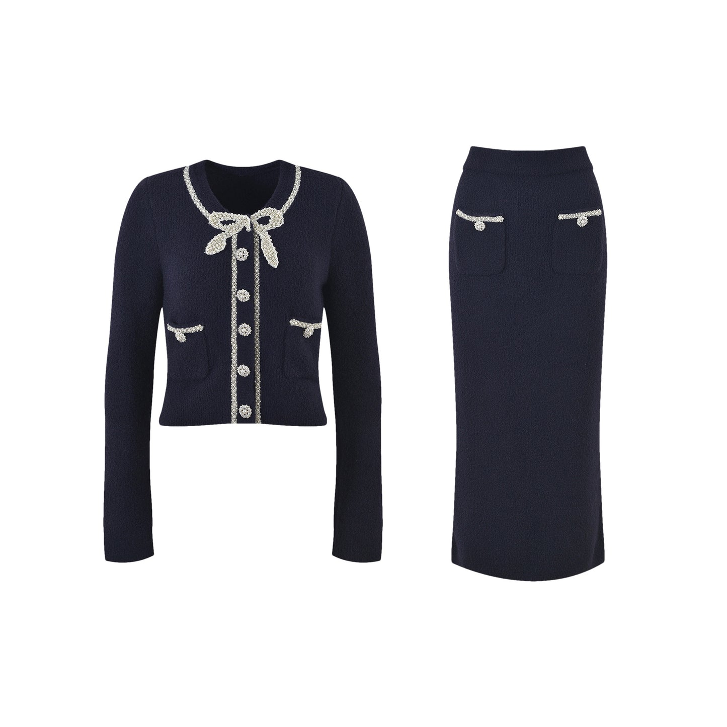 Liane fauxpearl embellished jacket skirt matching set