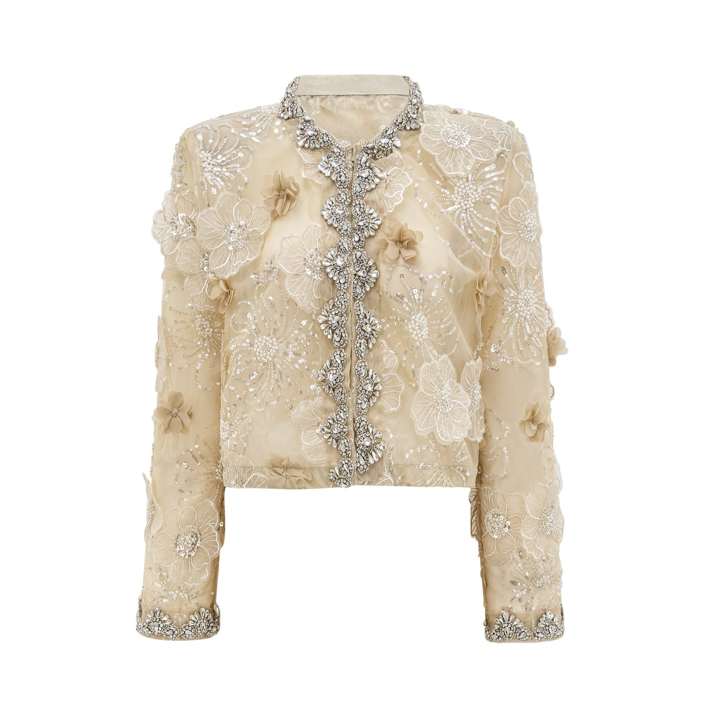 Liane semisheer flower beaded organza light luxury jacket
