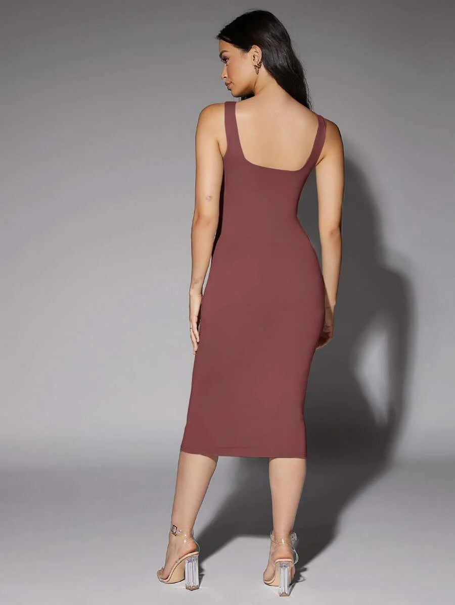 Low Back Solid Tank DressTea Party DressSummer Dresses For Women