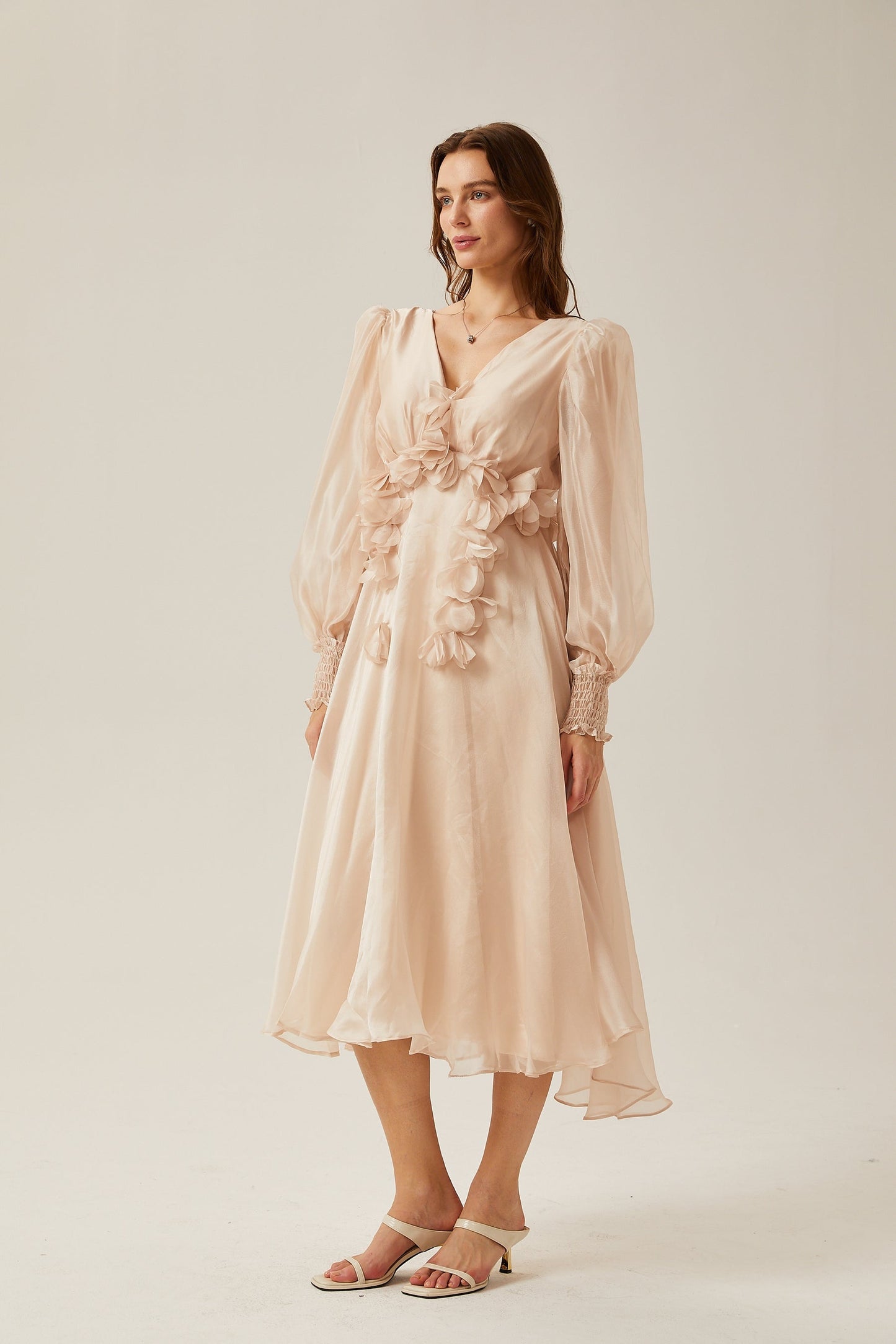 Lucie fauxfloral embellished midi dress