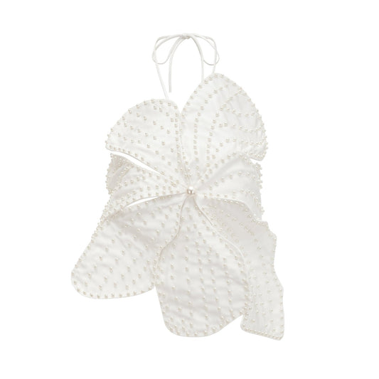 Maëlle fauxpearl embellished top