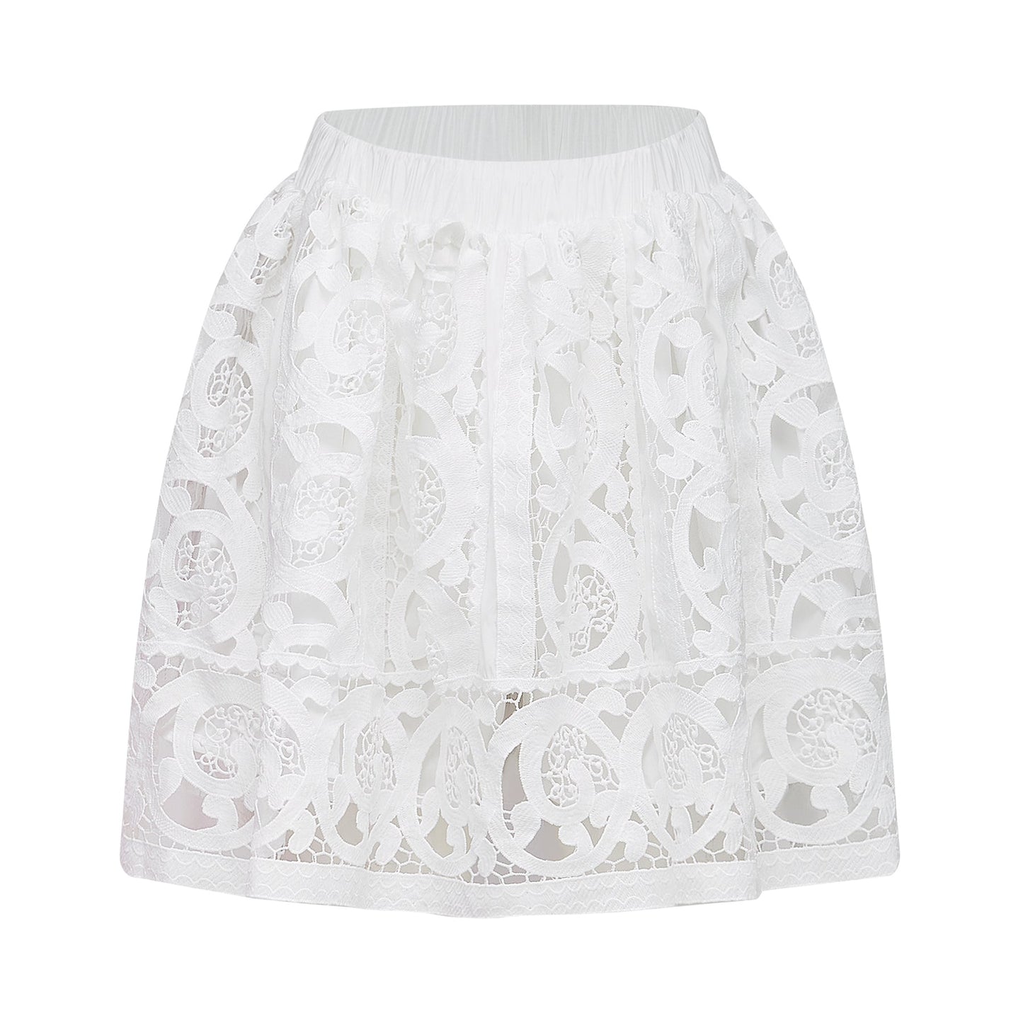 Marie lacefloral embellished shirt skirt matching set
