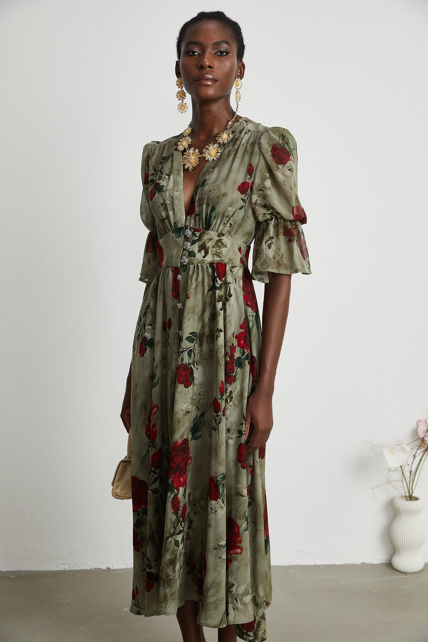 Mélisande floralprint Vneck midi dress