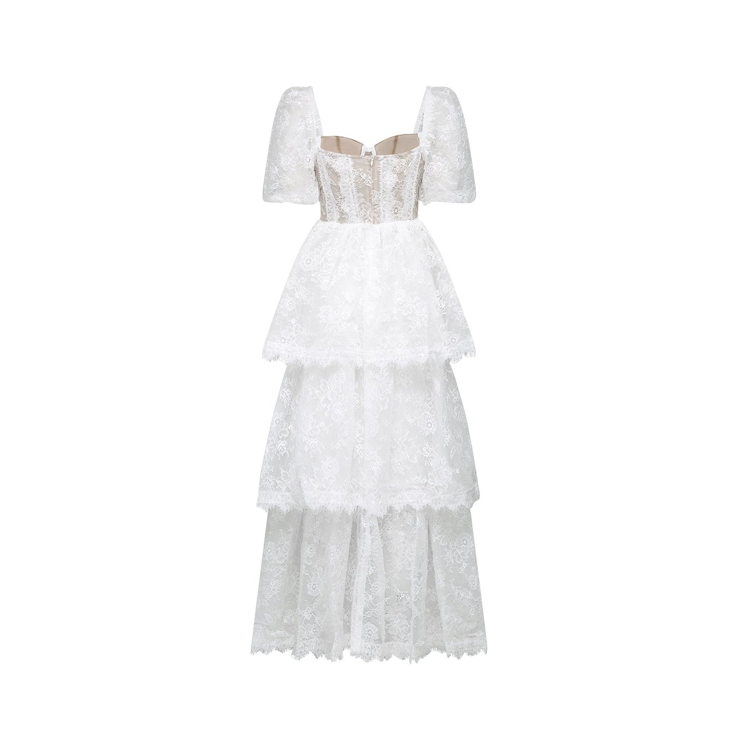 Mélisande white lace tiered maxi dress