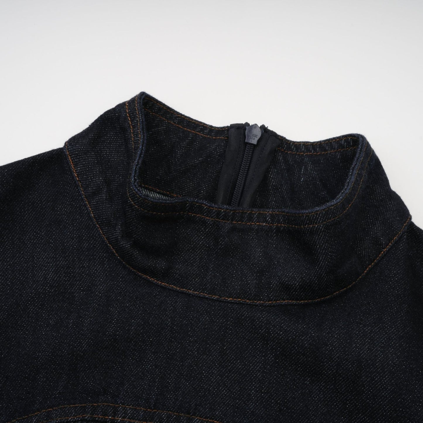Mirabel darkblue contraststitch denim mini dress
