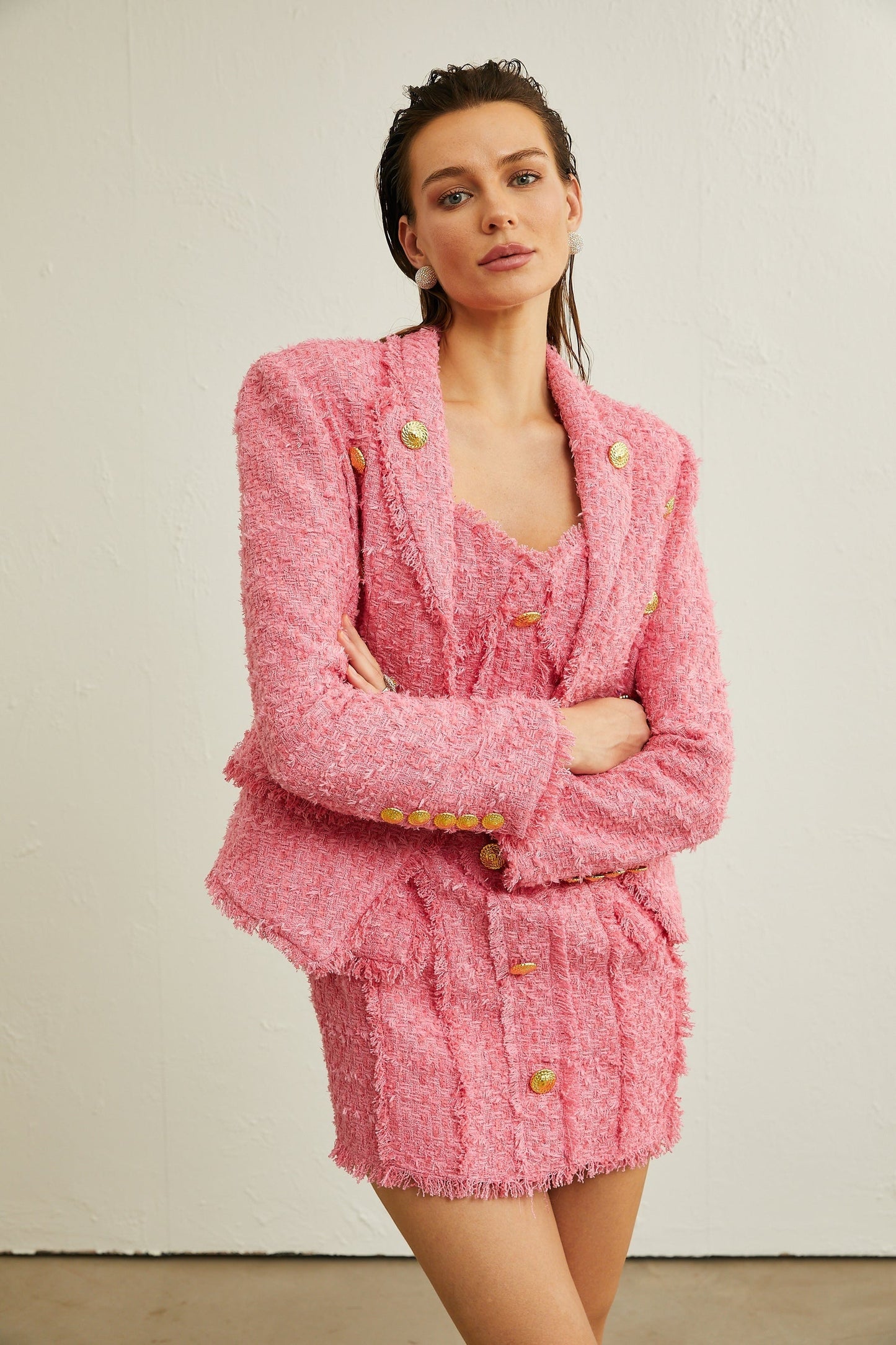 Morgane embossedbuttons tweed jacket