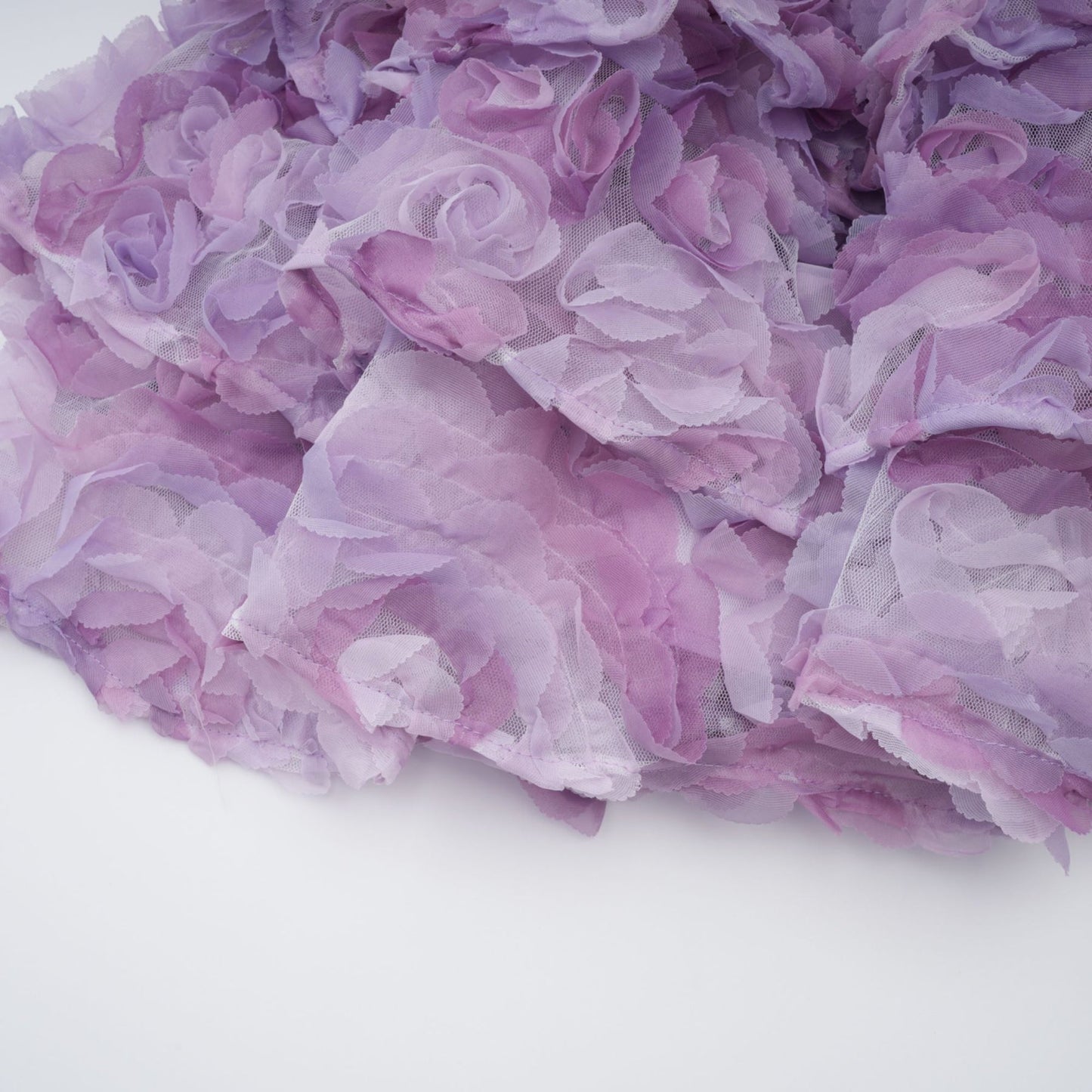 Mylène purple 3Dpetal tiered tulle mini dress