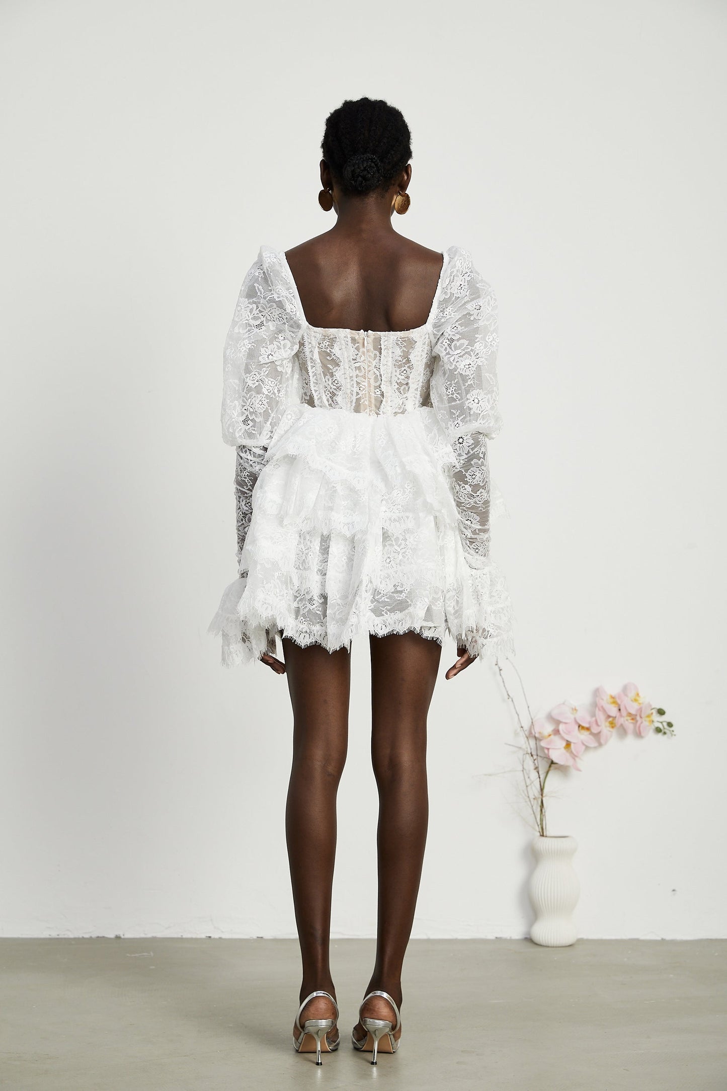 Nadine semisheer lacetrim mini dress