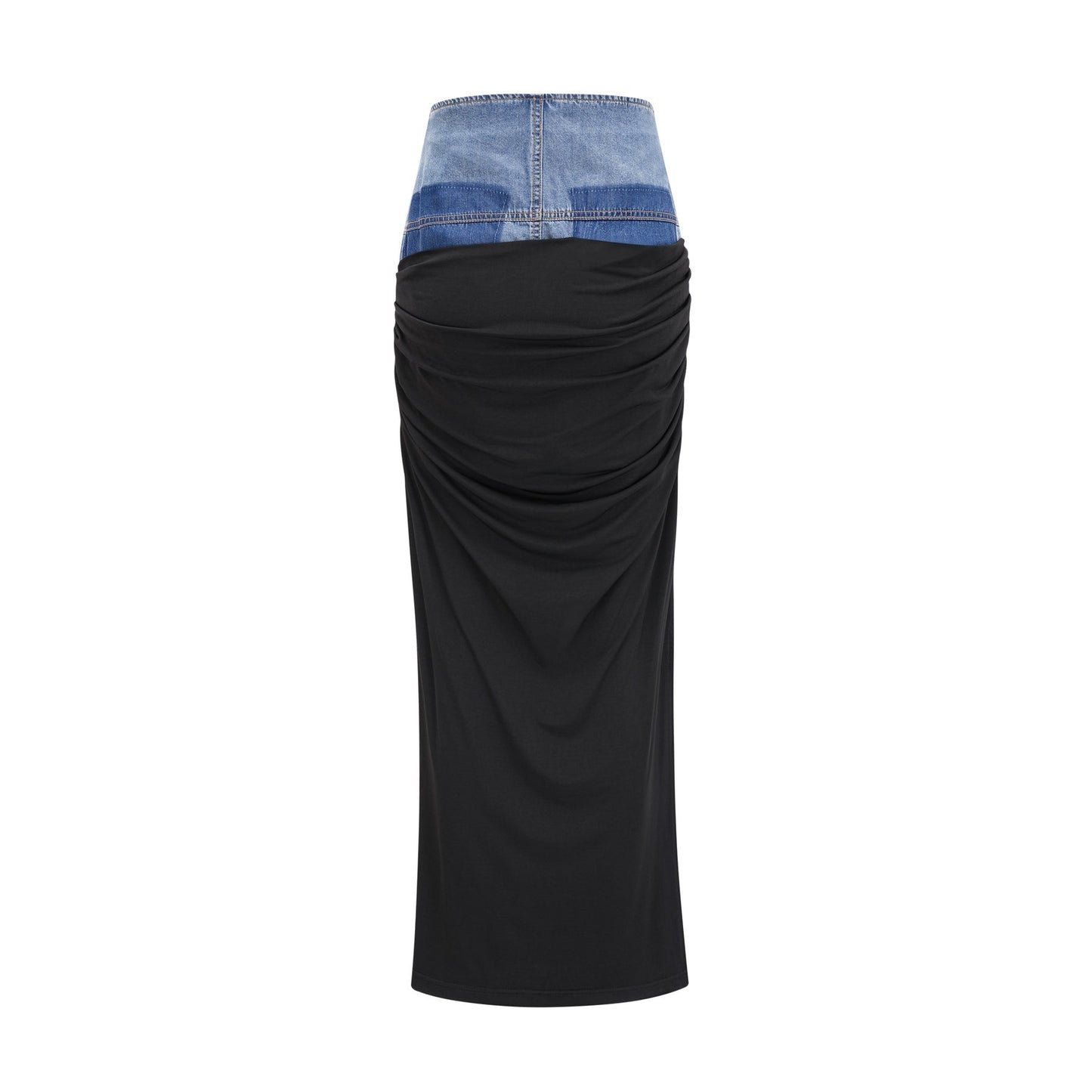 Nala jerseypanelled denim top skirt matching set