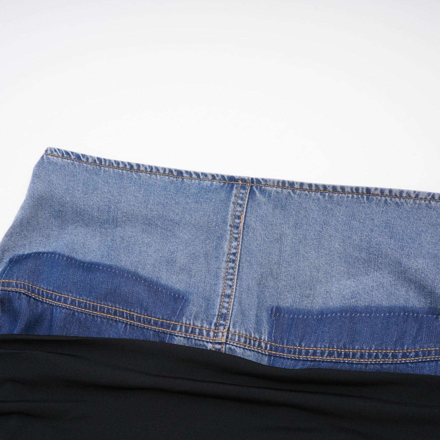 Nala jerseypanelled denim top skirt matching set