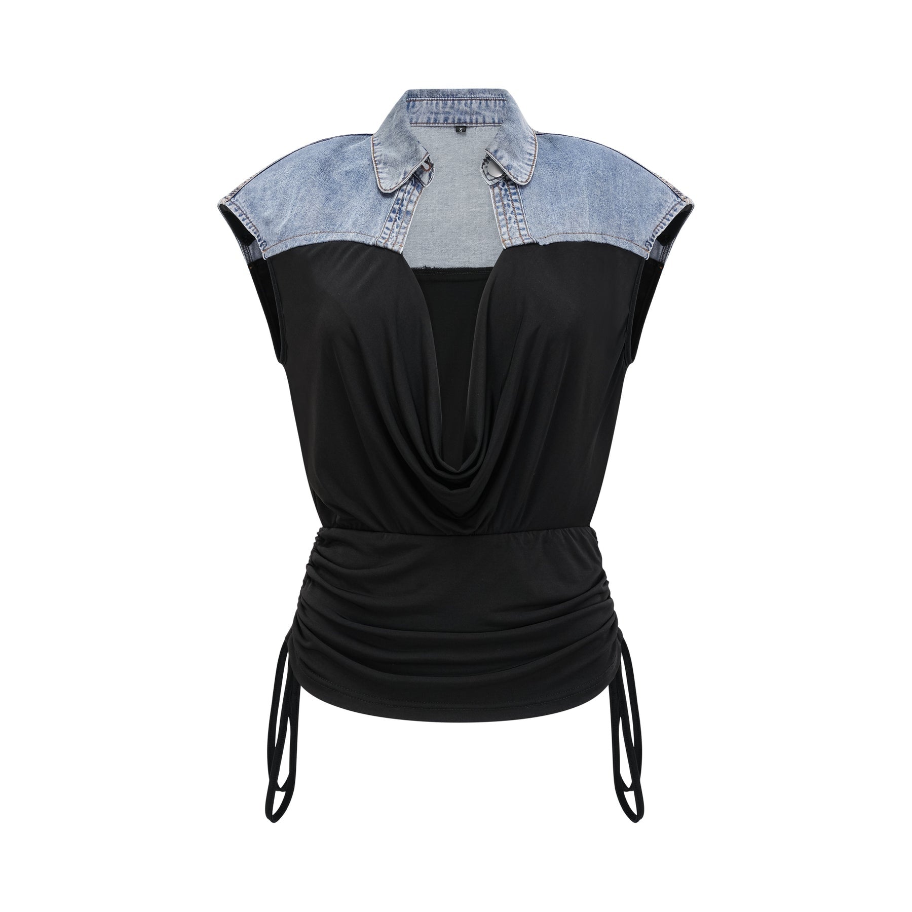 Nala jerseypanelled denim top  skirt matching set