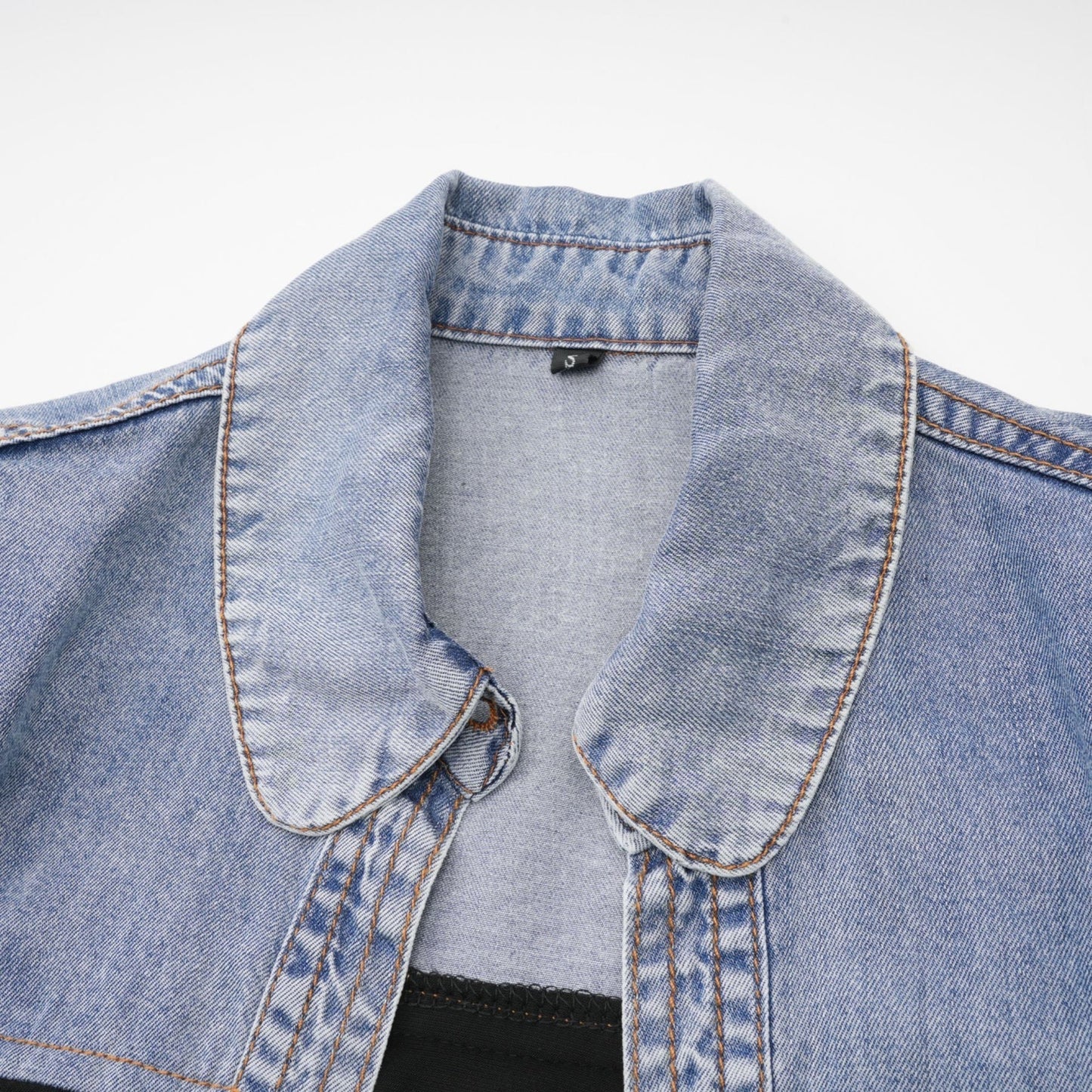 Nala jerseypanelled denim top skirt matching set