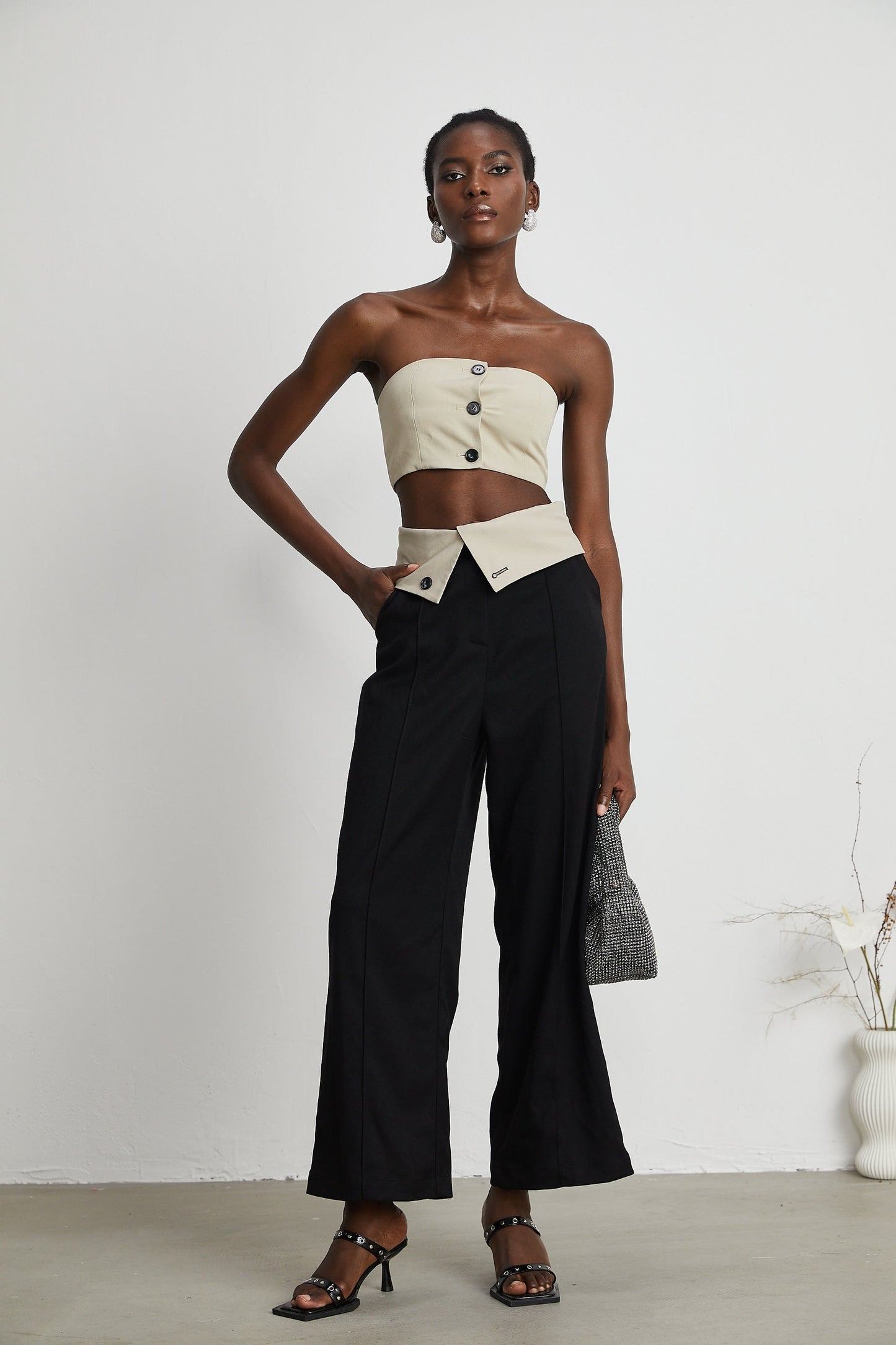 Naomi crop top trousers matching set