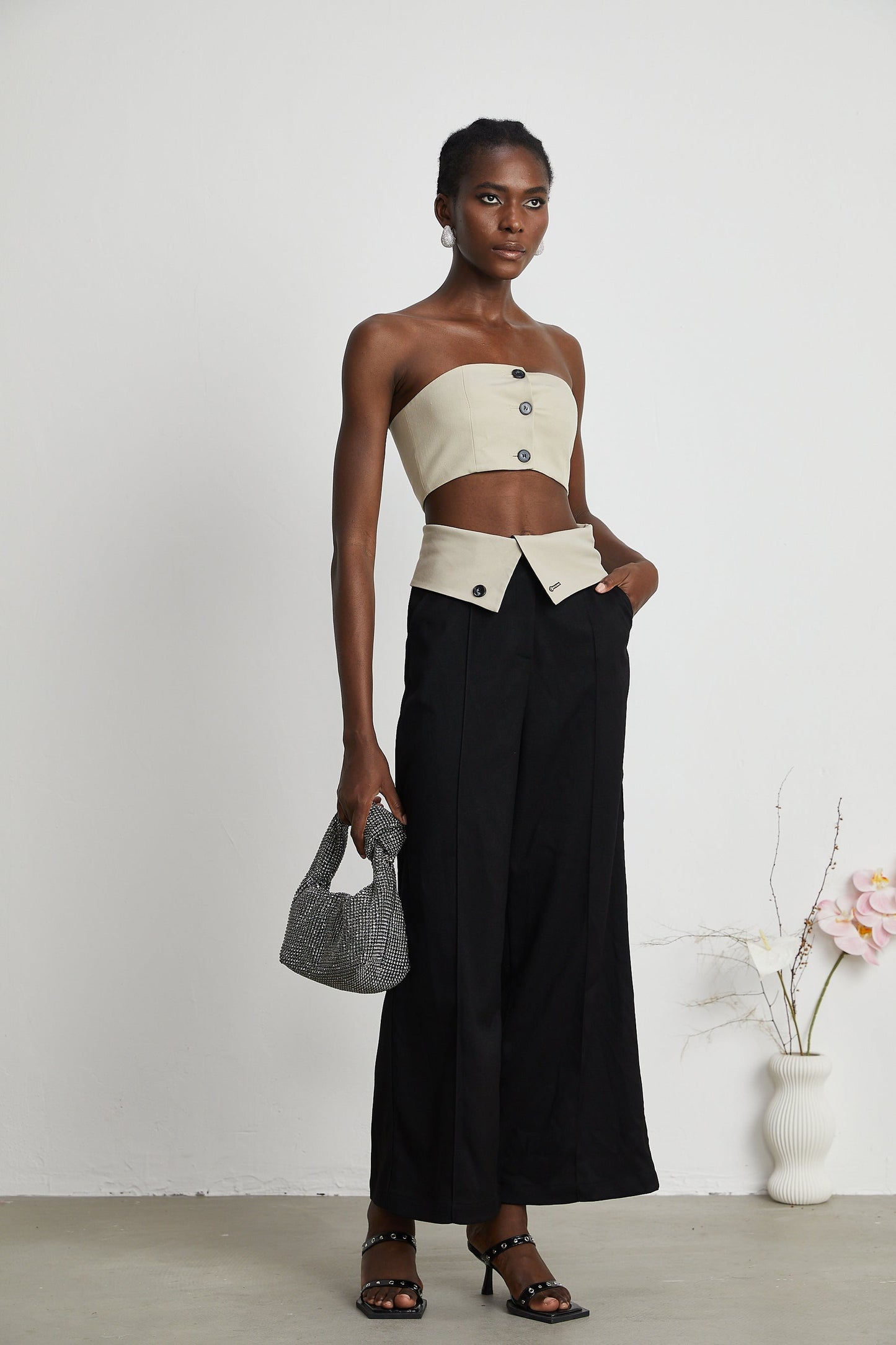 Naomi crop top trousers matching set