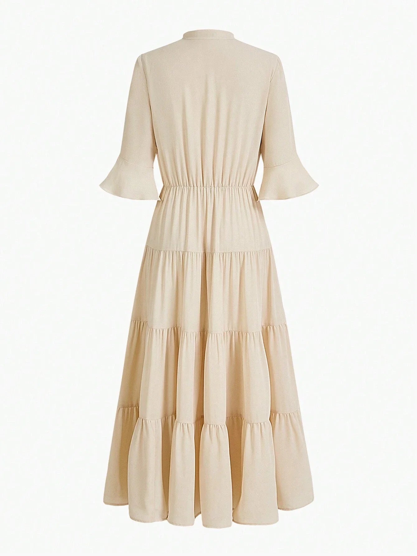NECK FLARE SLEEVE TIERED HEM DRESSSUMMER OUTFITS