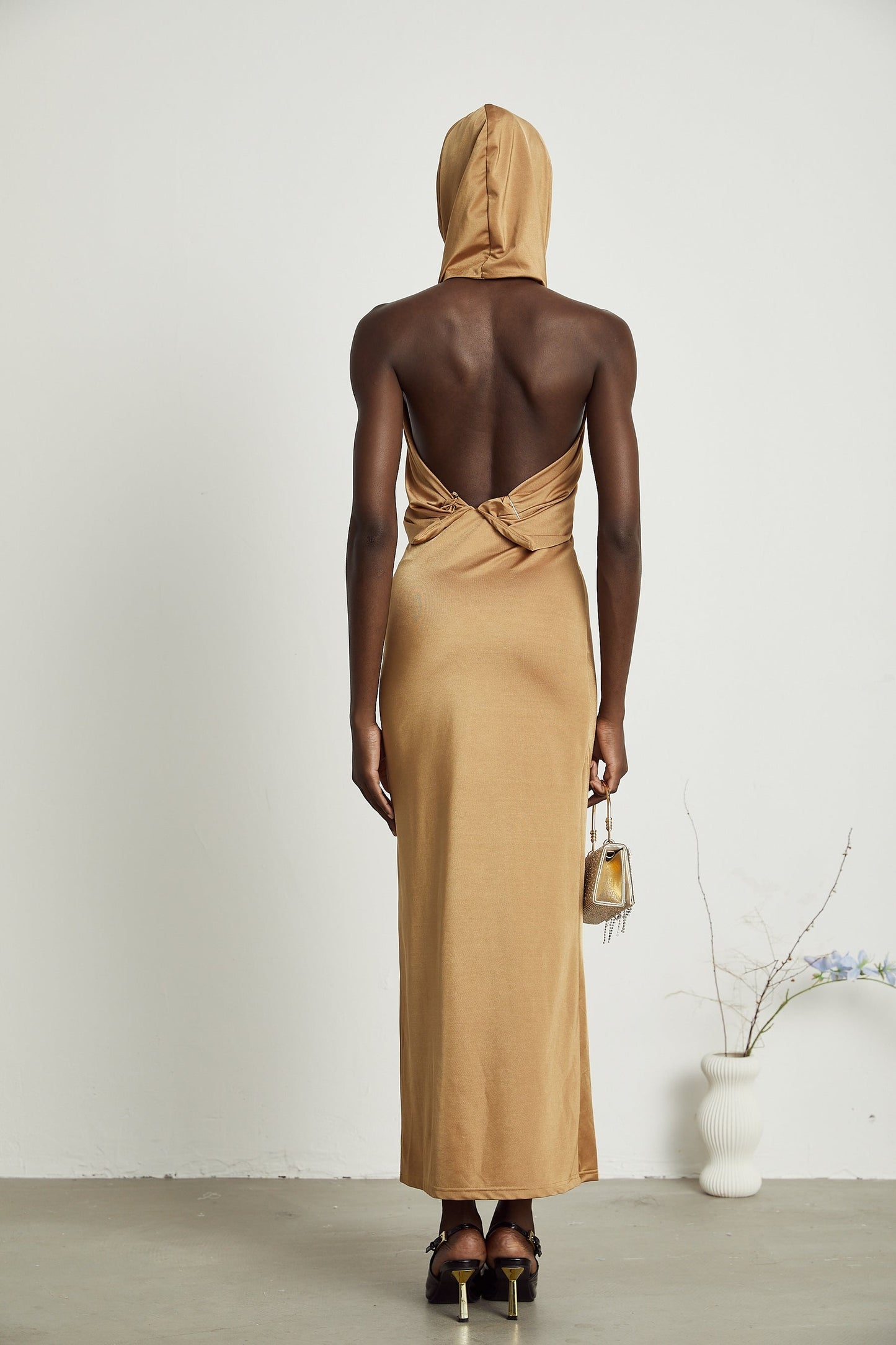 Neri hooded cutout maxi dress