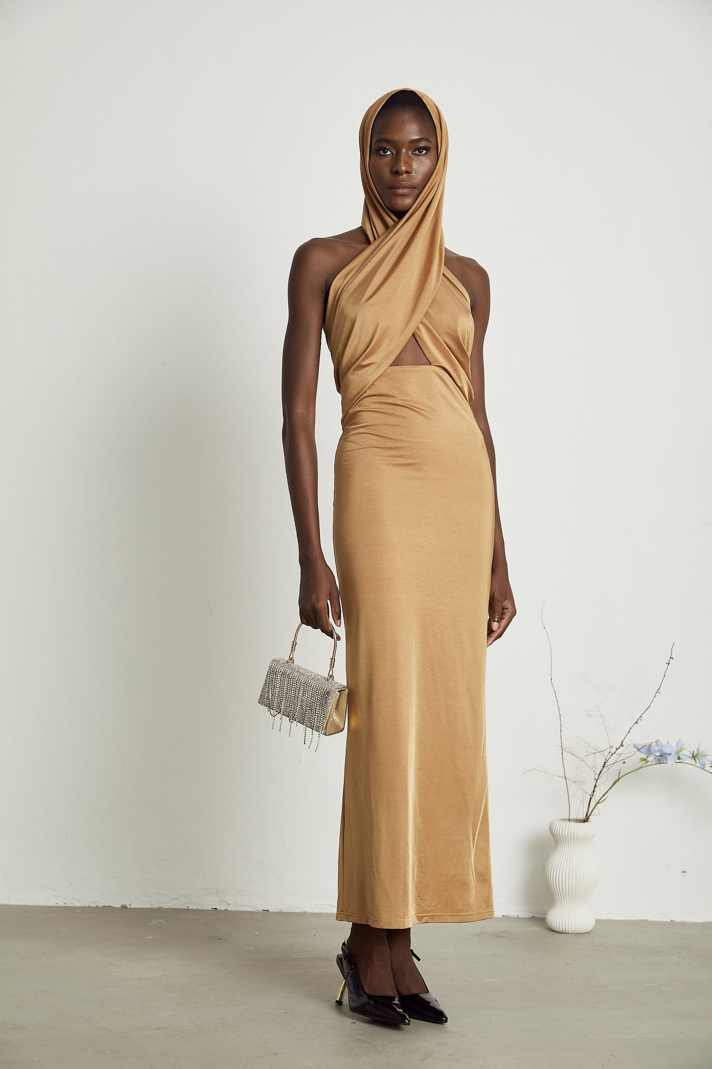 Neri hooded cutout maxi dress