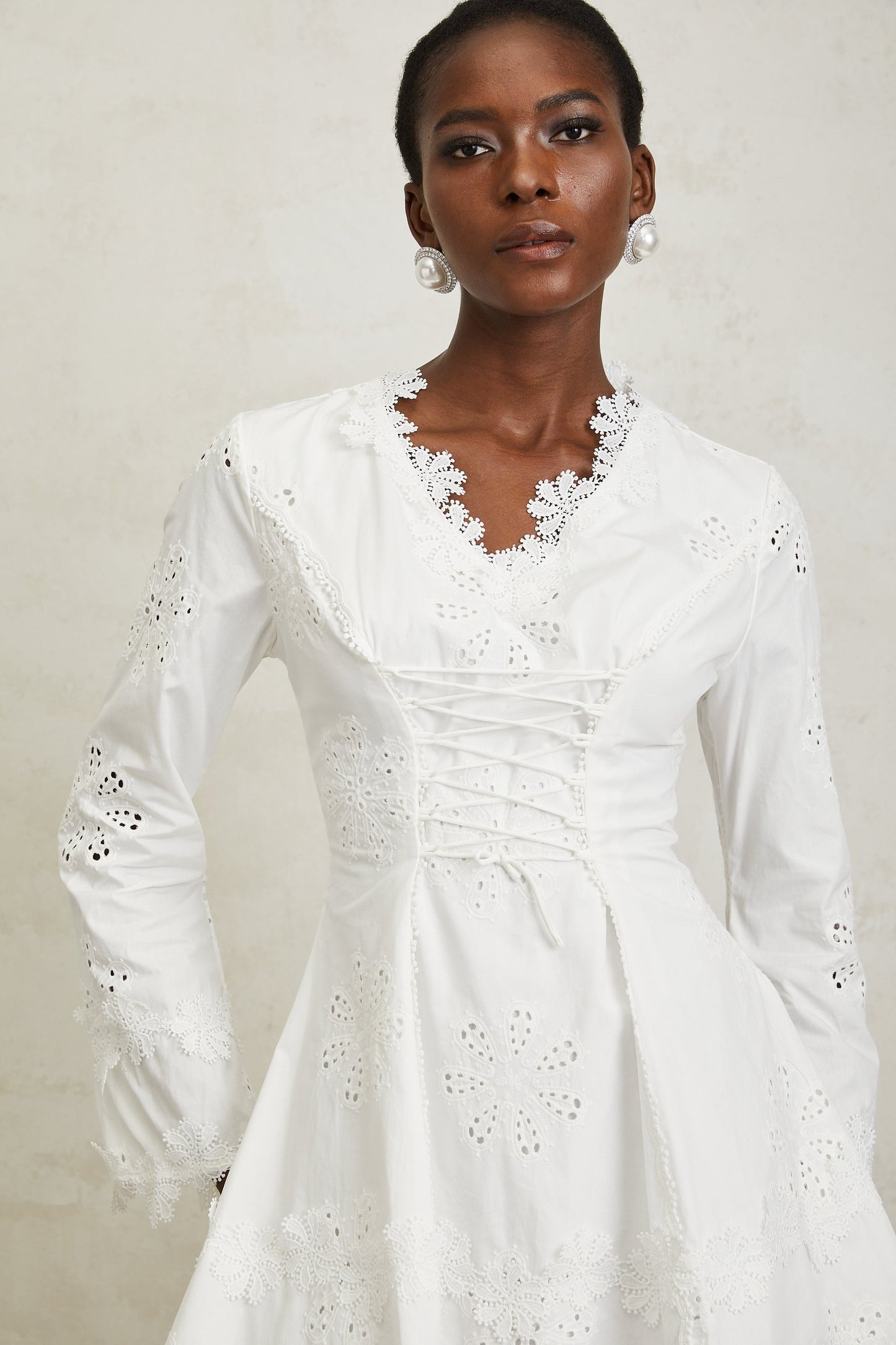 Nevaeh White Floral Embroidered Mini Dress