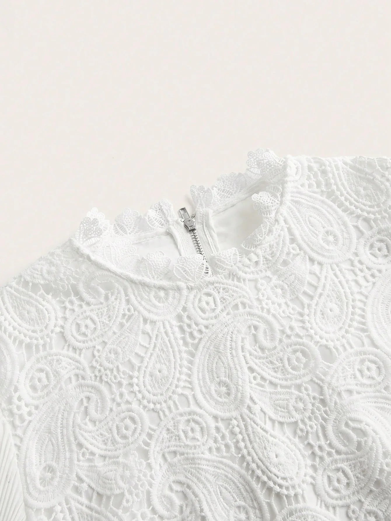 New Elegant White Lace Patchwork Chiffon Mini Dress Work Commute Festival Outfits