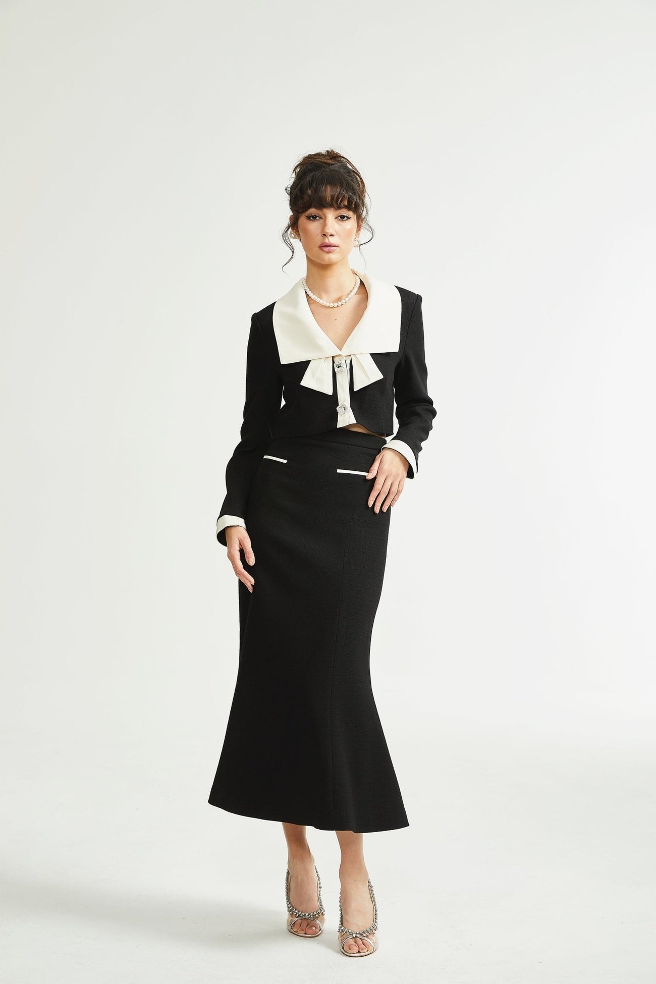 Odile black jacket skirt matching set