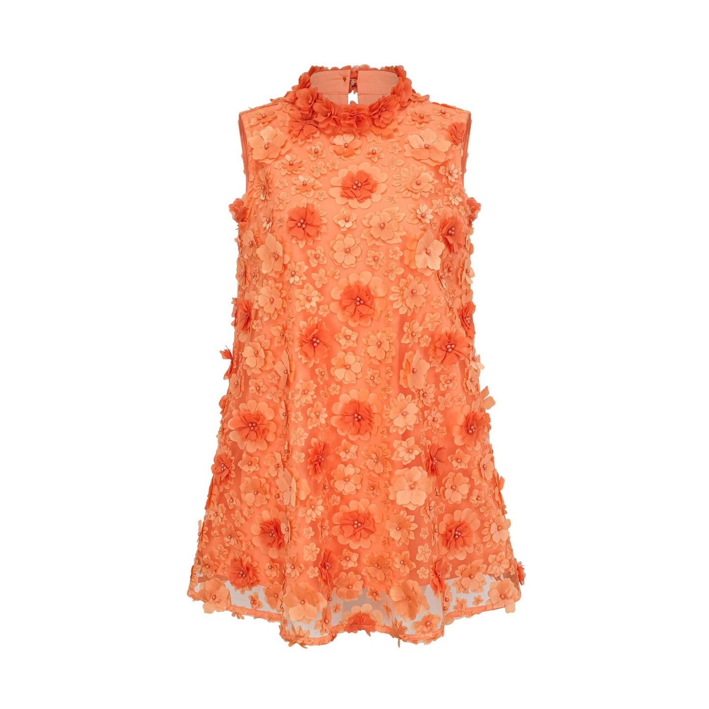 Orphée orange fauxflower mini dress